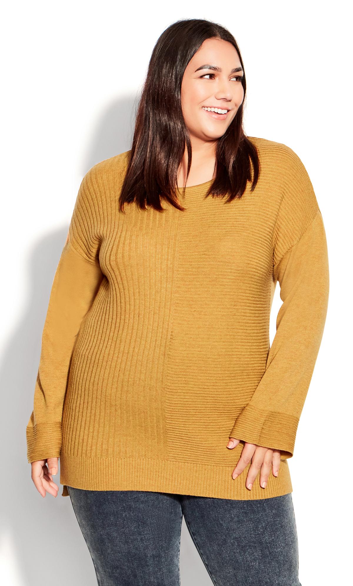 Evans Yellow Contrast Stitch Knitted Jumper 2