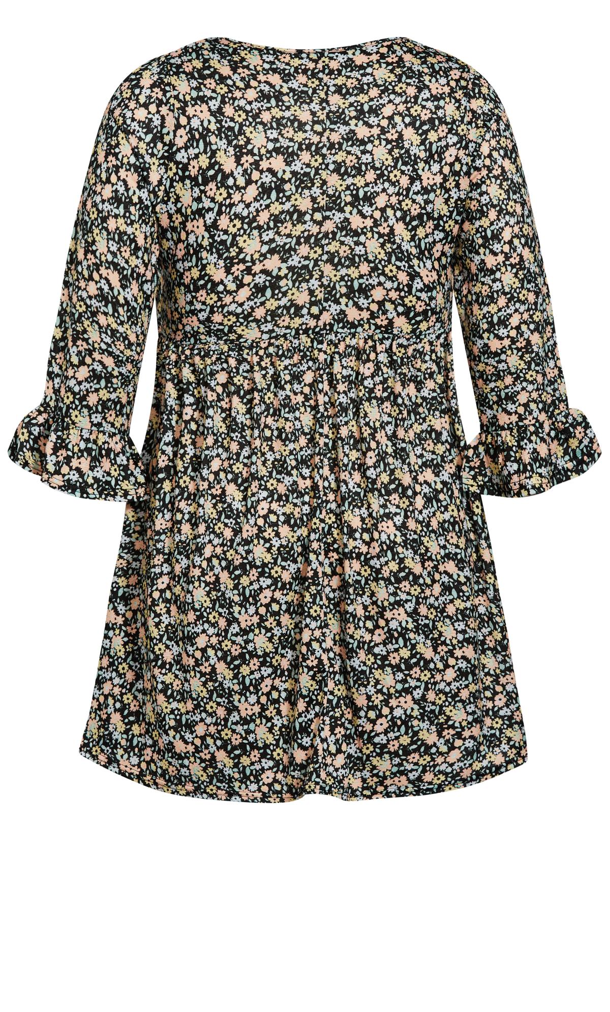 Evans Black Floral Print Frill Sleeve Mini Dress | Evans