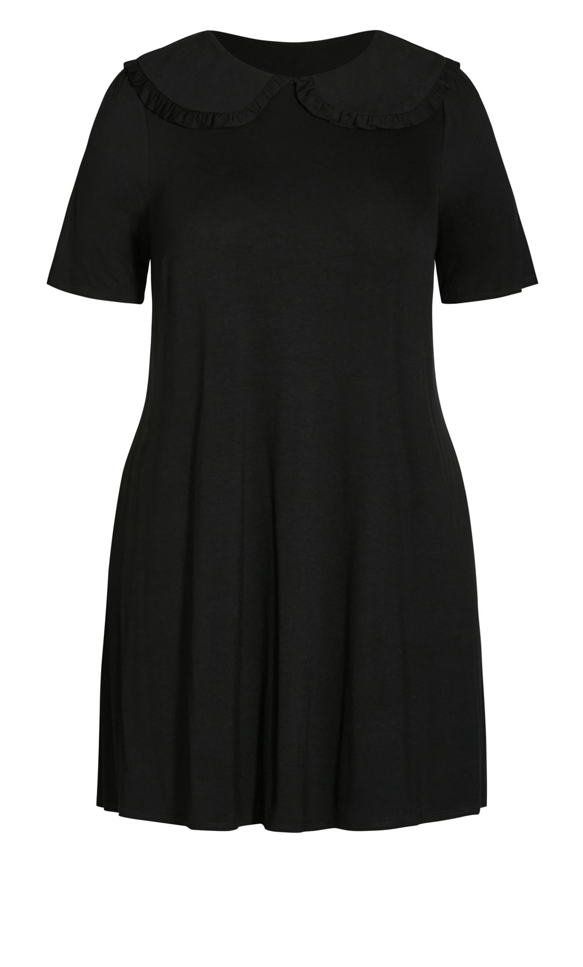 Collar Short Sleeve Black Tunic | Evans