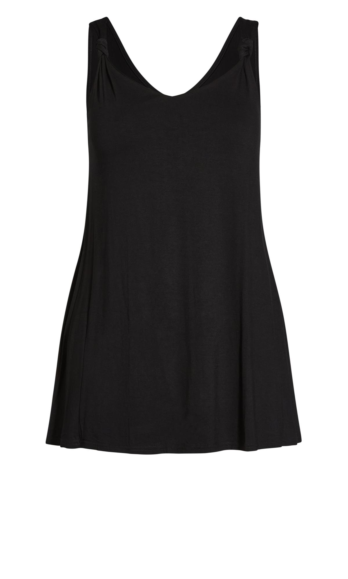 Plain Longline Knot Top Black | Evans