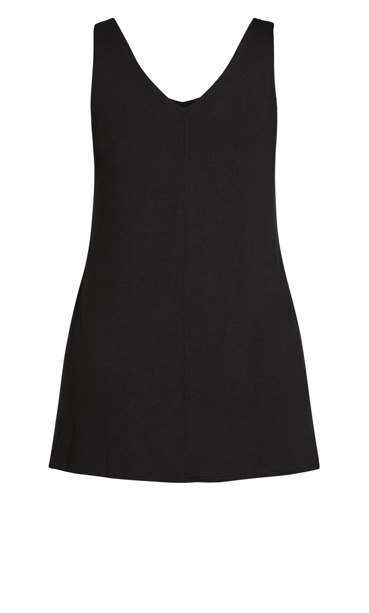 Plain Longline Knot Top Black | Evans