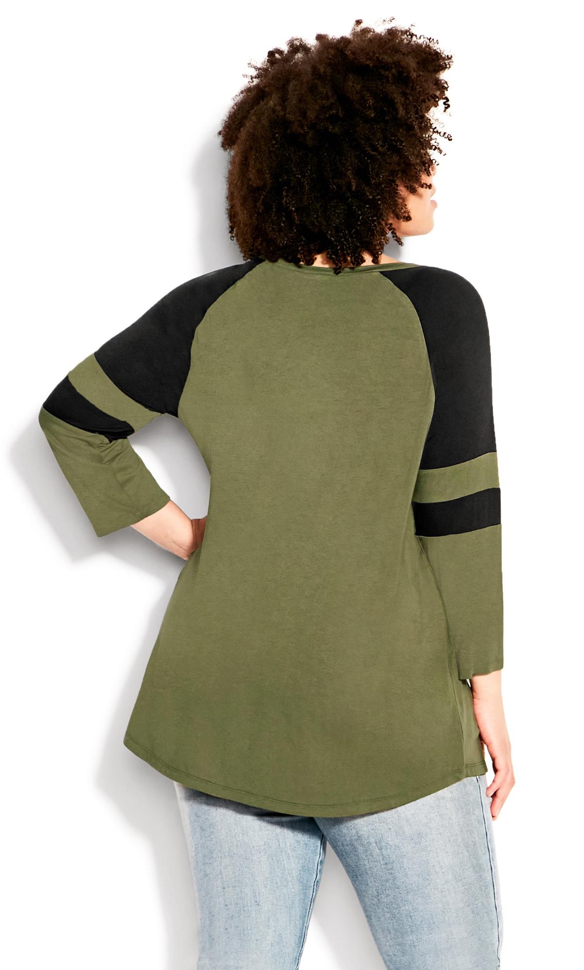Splice Sleeve Olive Green Colour Top 3