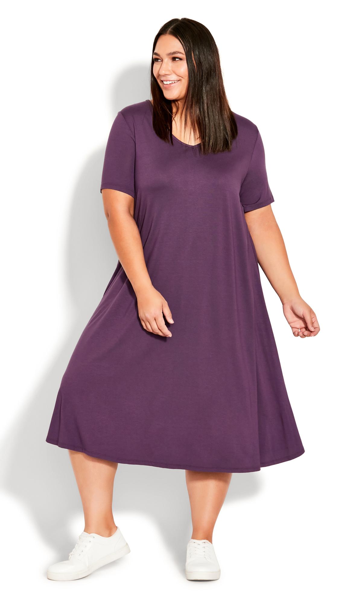 Avenue Purple V-Neck Swing Dress 1