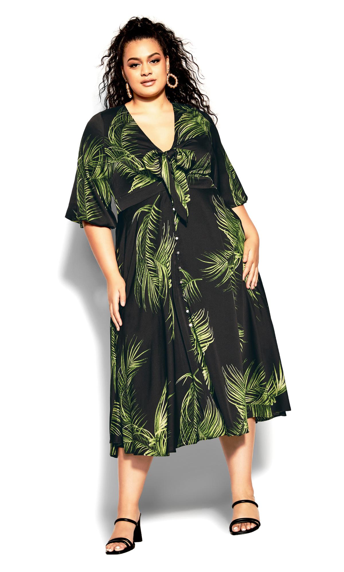 Foliage Black Palm Print Dress 1