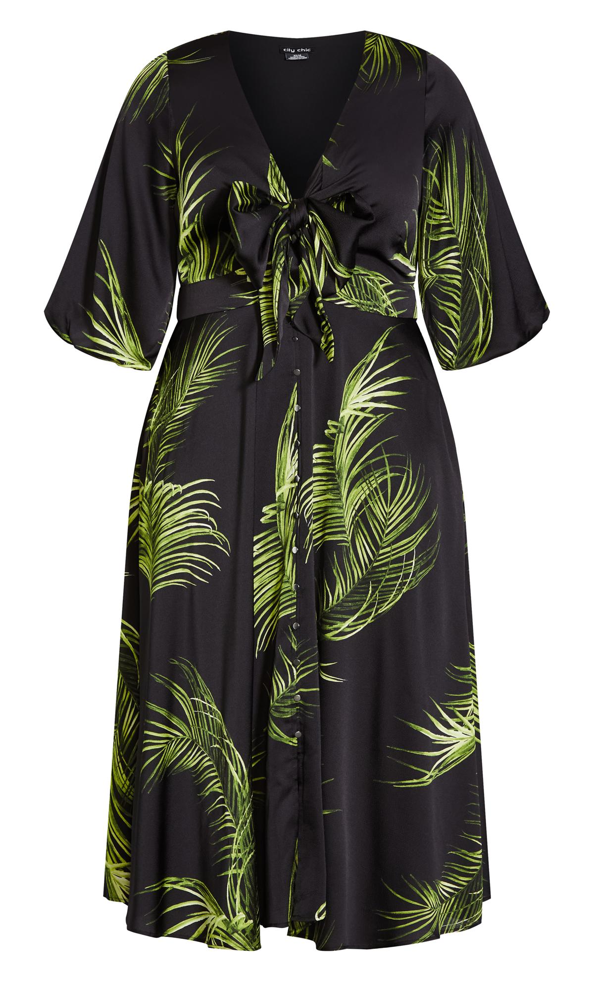 Foliage Black Palm Print Dress 3
