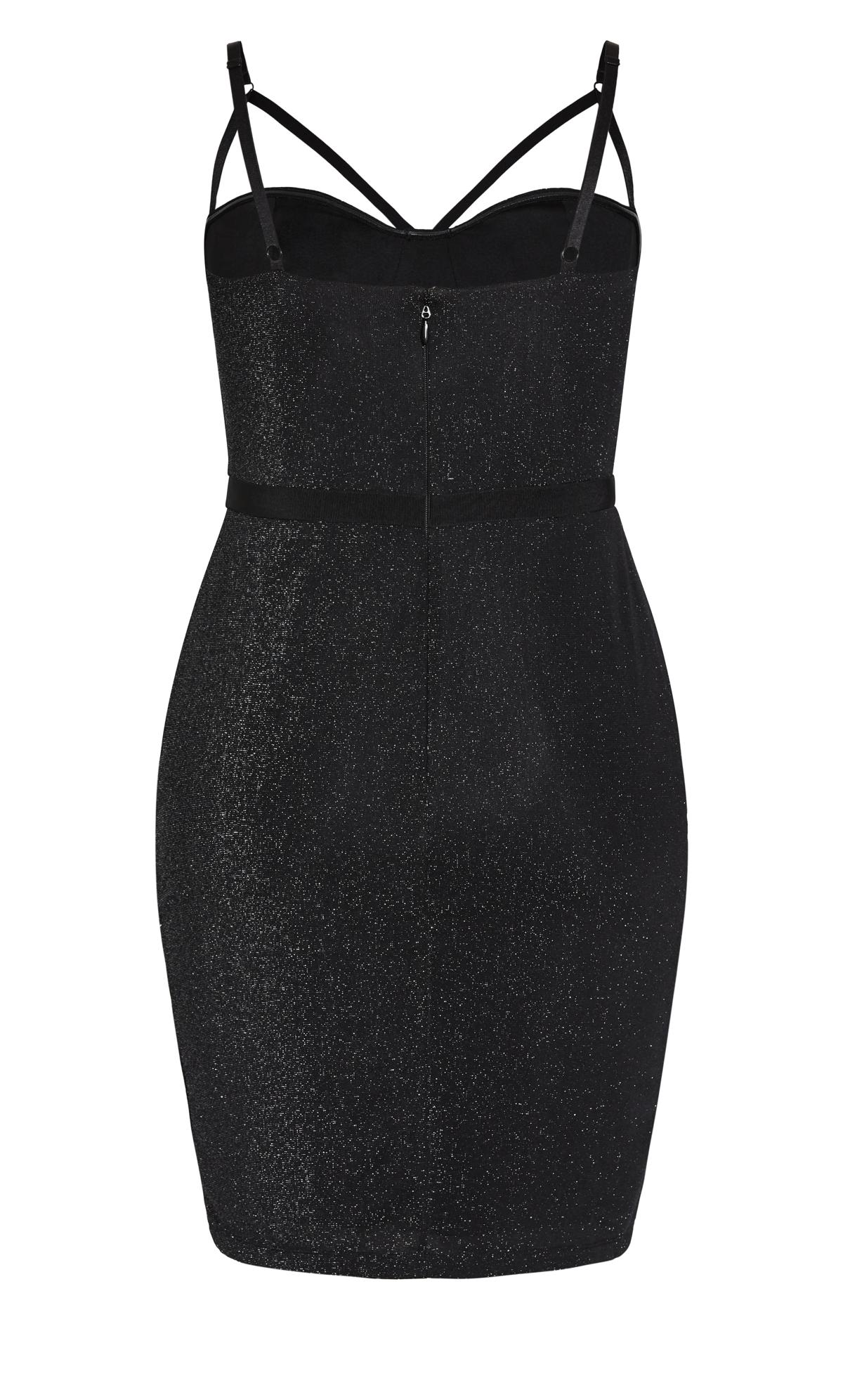 Evans Black Glitter Strap Detail Bodycon Midi Dress | Evans