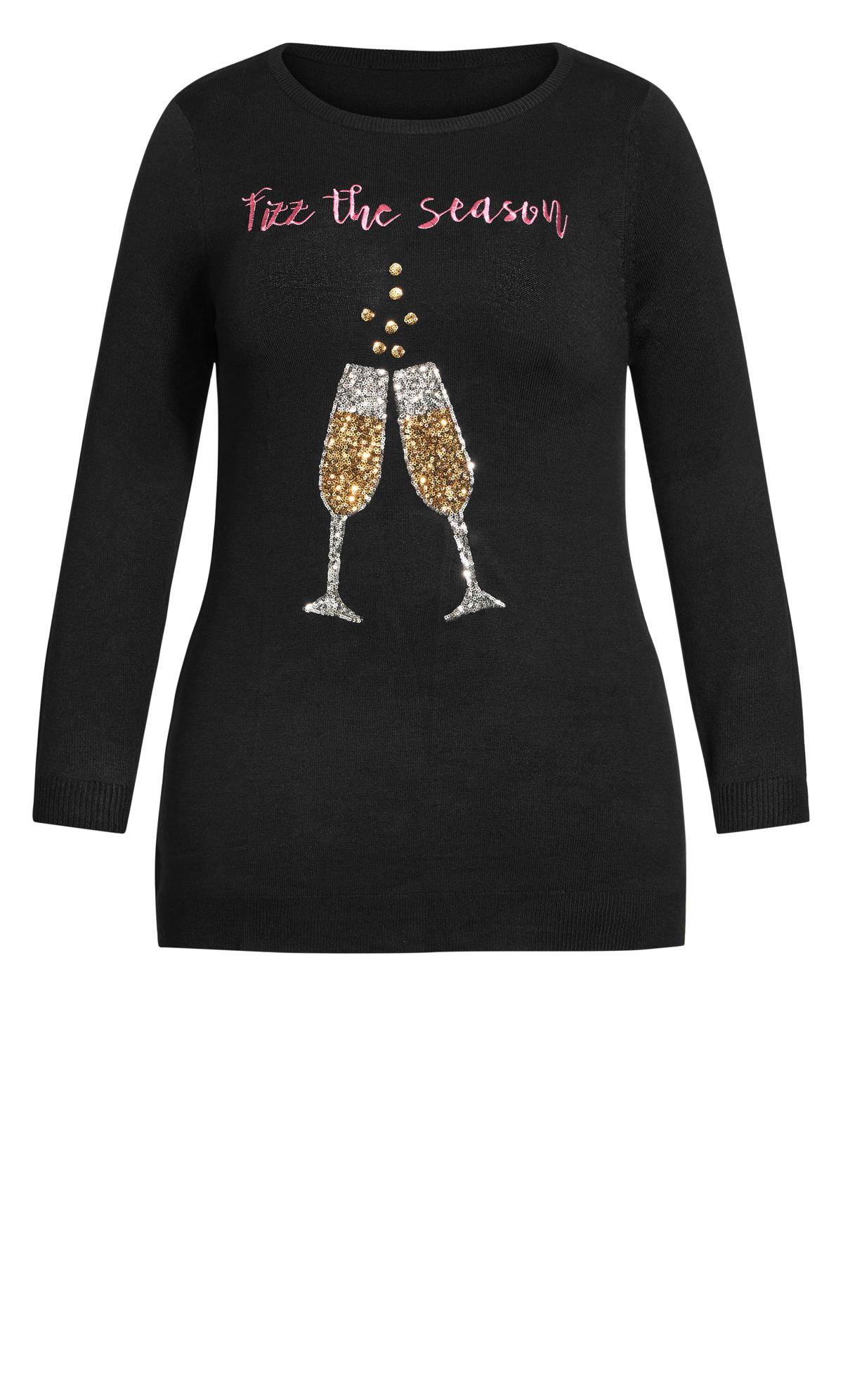 Sequin Black Fizz Jumper | Evans