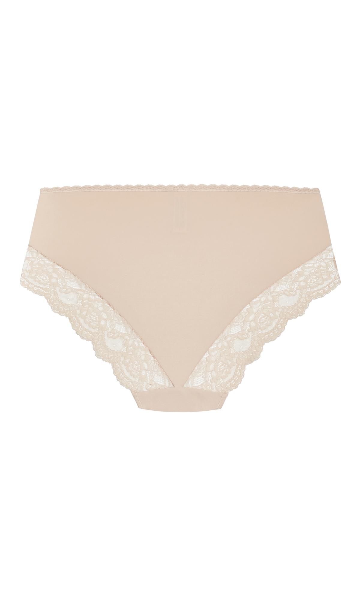 Evans Latte Brown High Waisted Lace Brief | Evans
