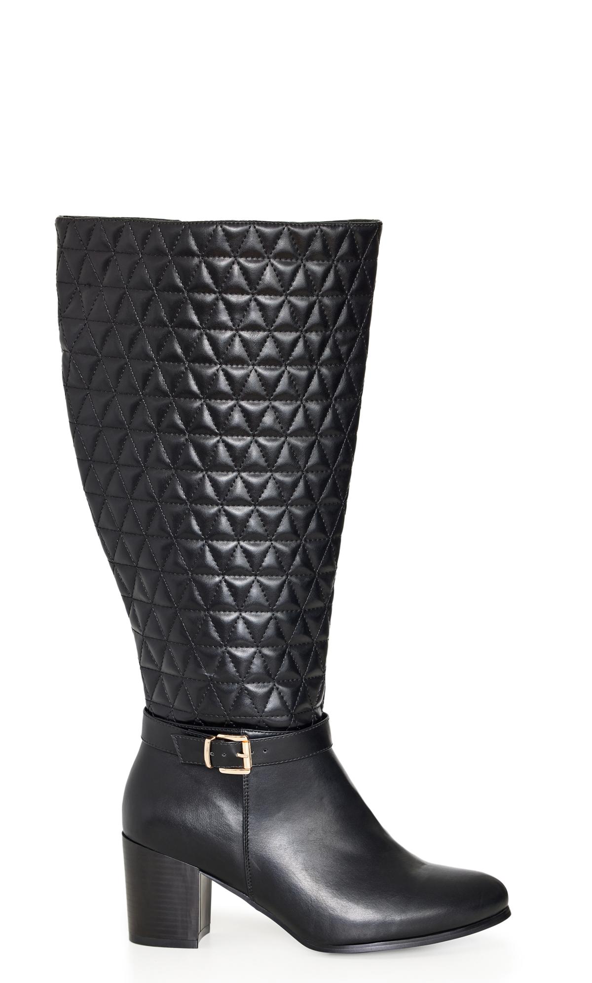 Elizabeth Black Wide Fit Quilted Tall Boot 1