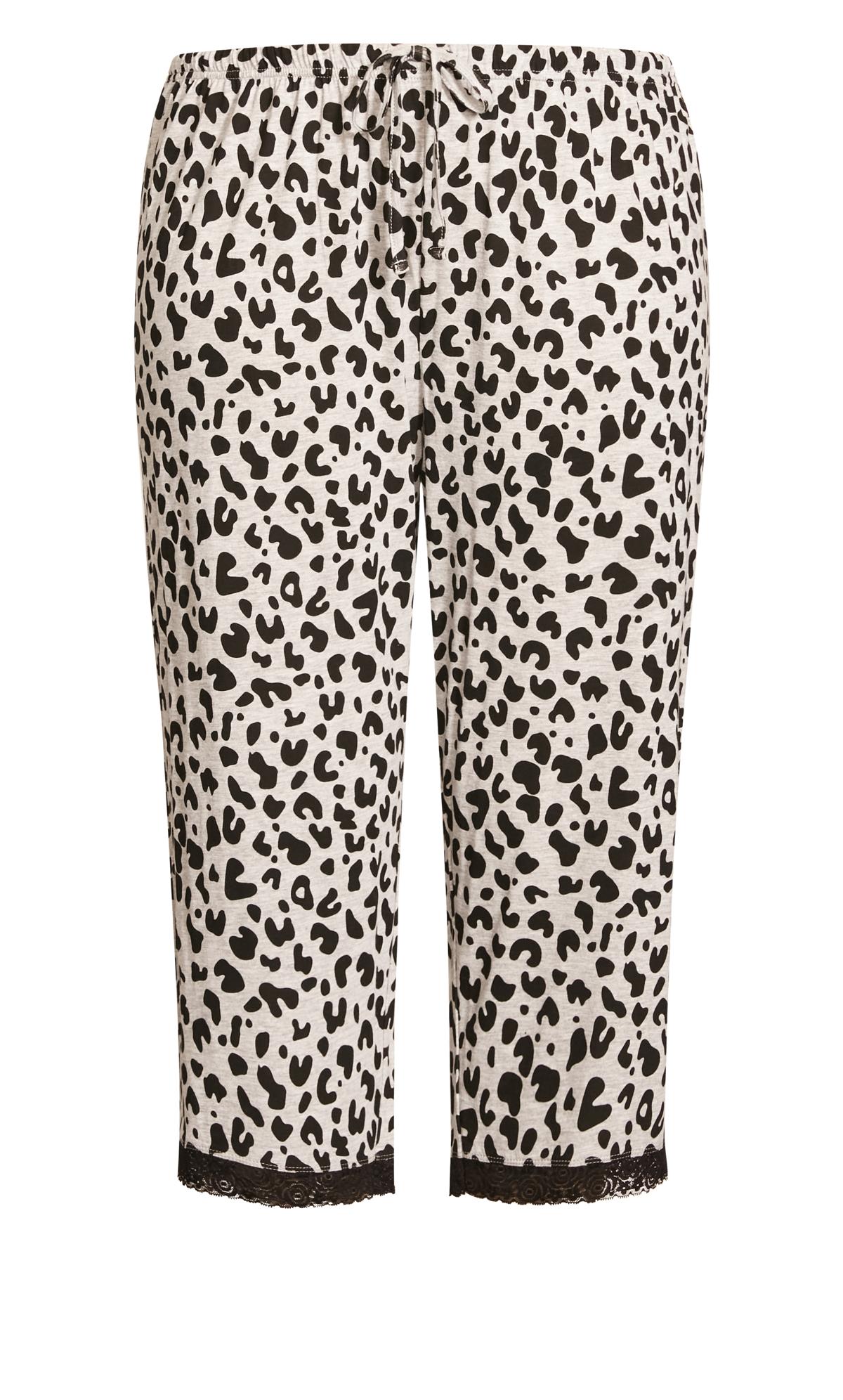 Evans Grey Animal Print Lace Trim Pyjama Bottom | Evans