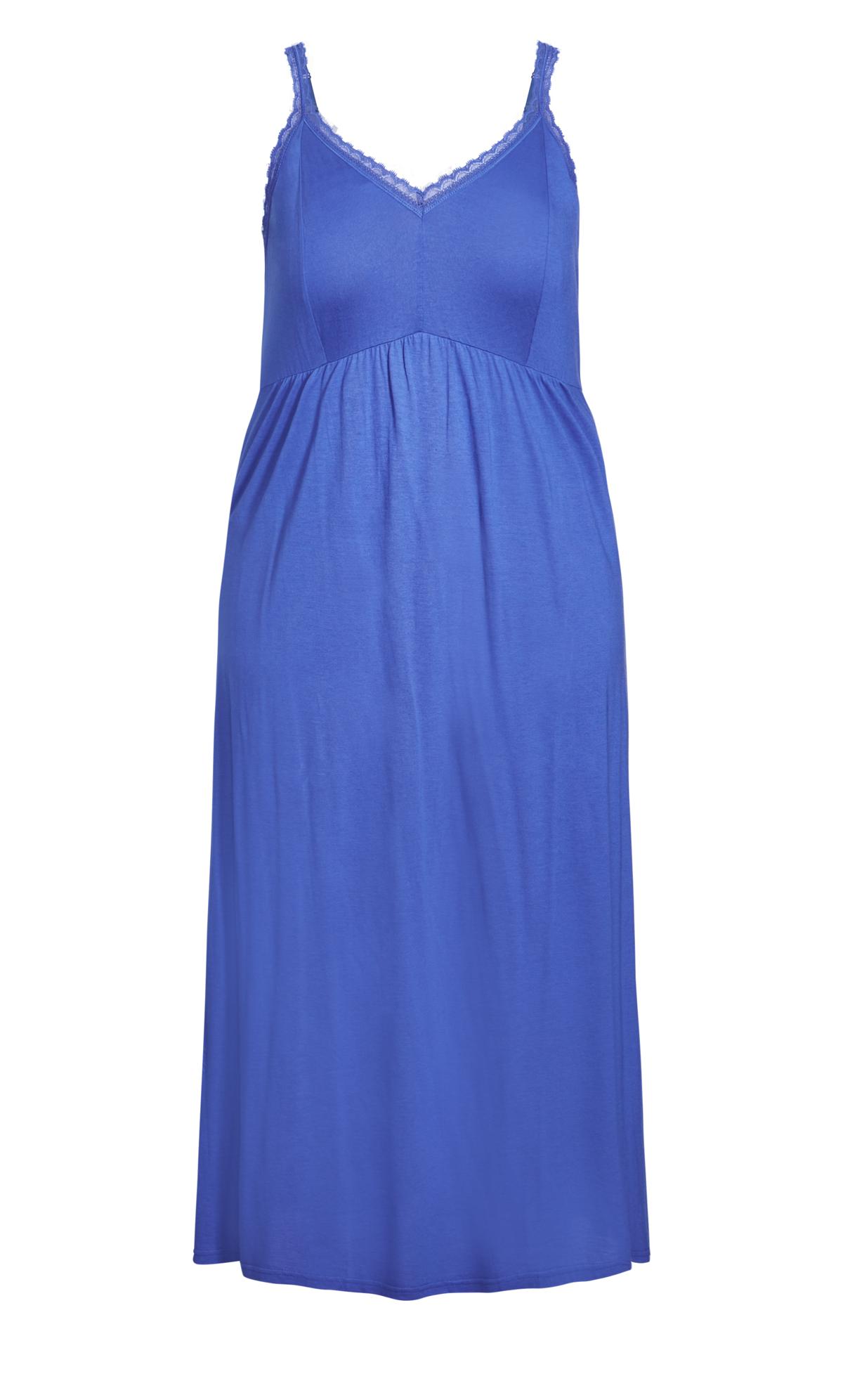 Lace Trim Blue Maxi Sleep Dress 2