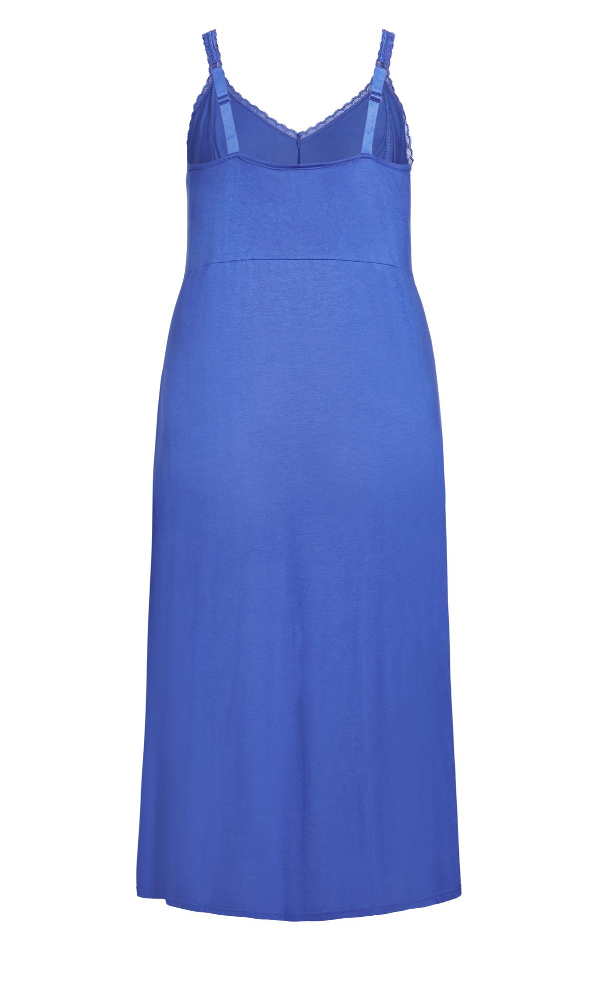 Lace Trim Blue Maxi Sleep Dress 3