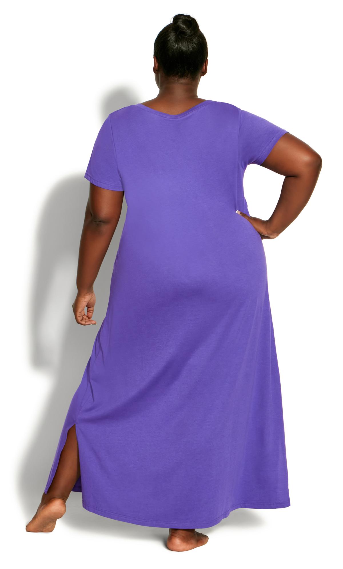 Print Short Sleeve Violet Maxi Sleep Dress 2