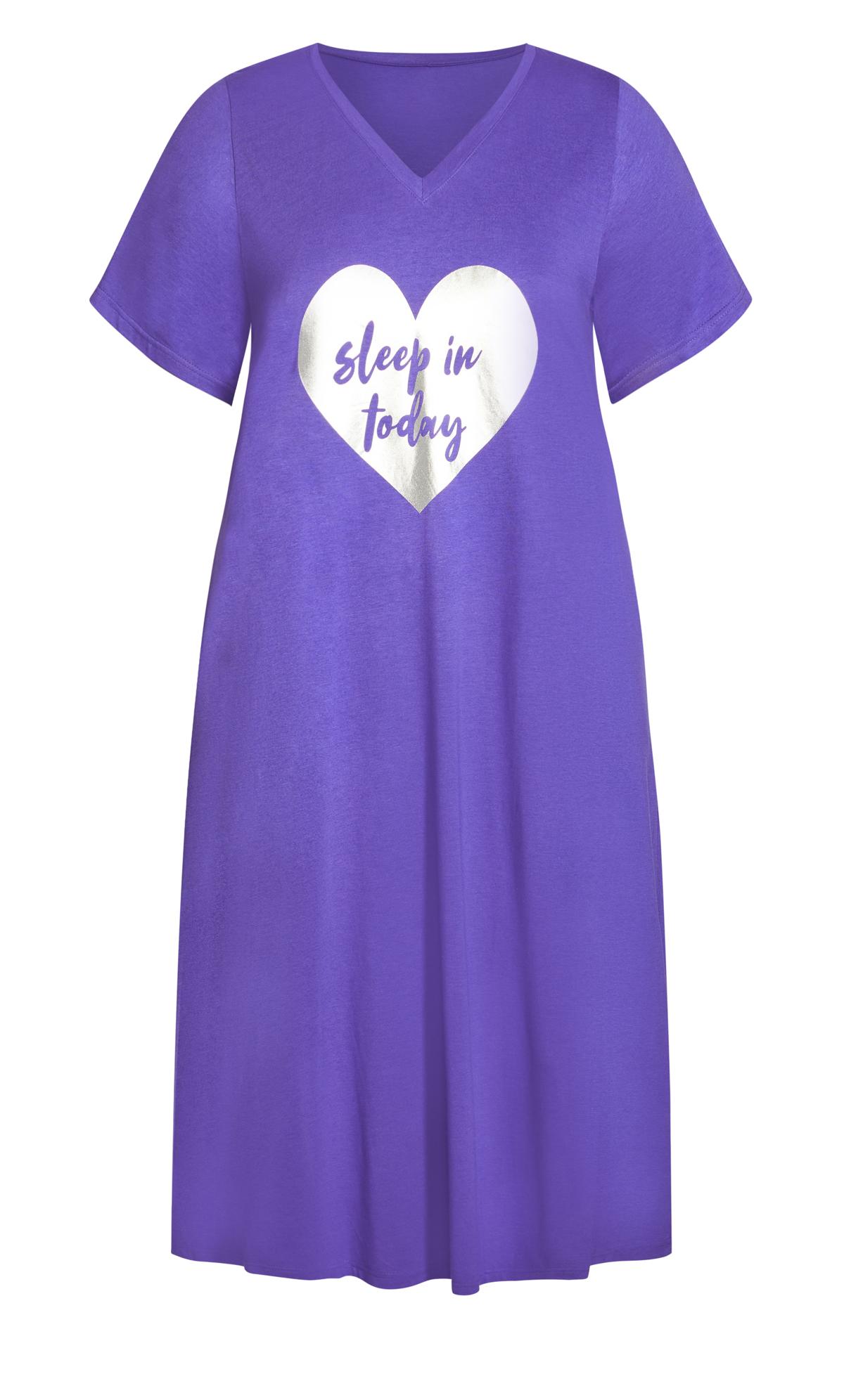 Print Short Sleeve Violet Maxi Sleep Dress 3
