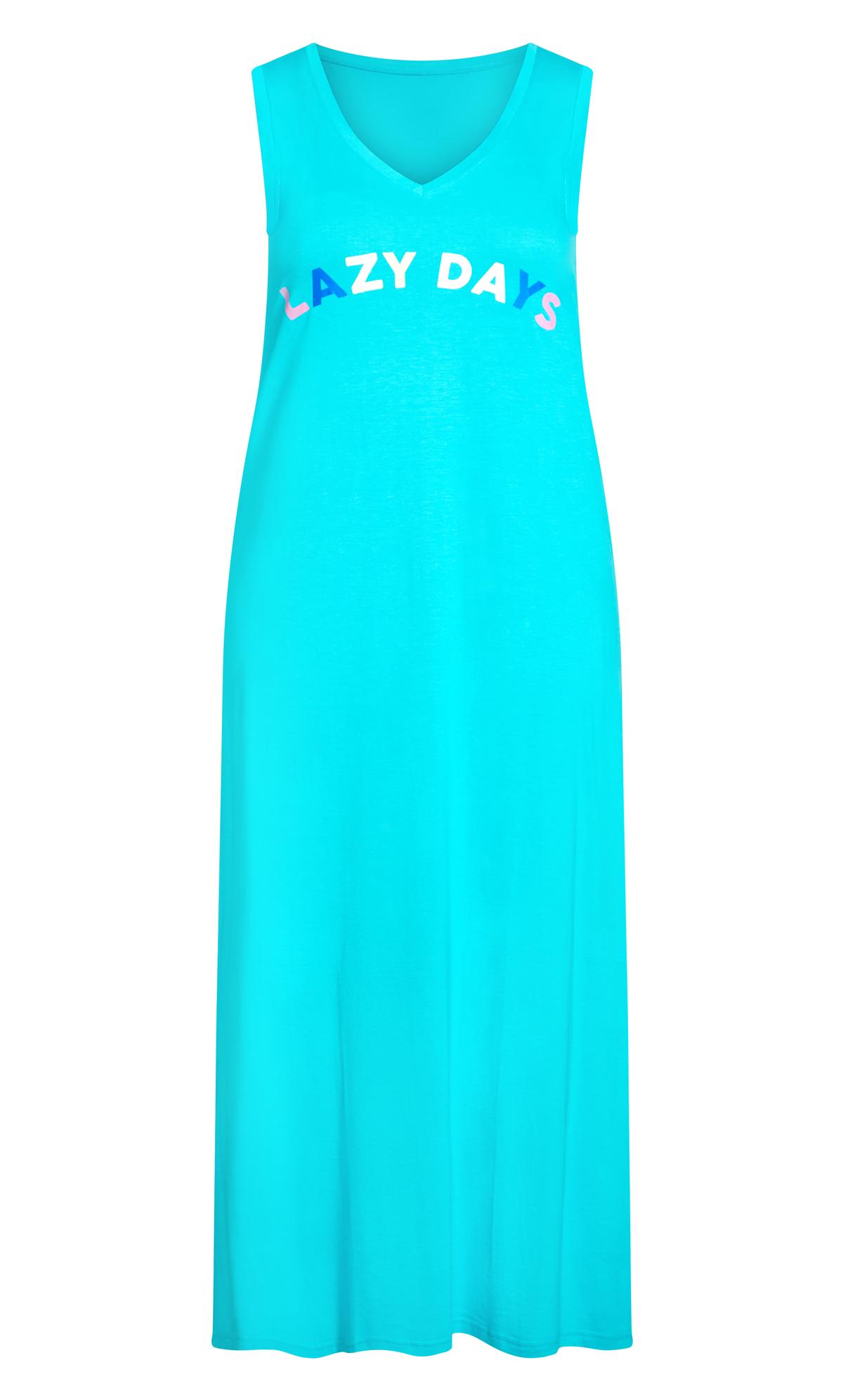 Sleeveless Printed Aqua Maxi Sleep Dress  3