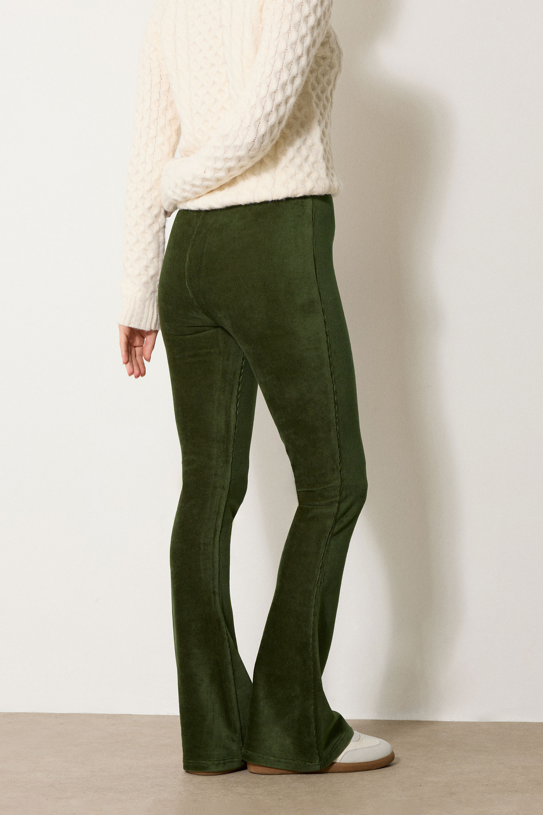 LTS Tall Khaki Green Cord Kick Flare Leggings | Long Tall Sally 2