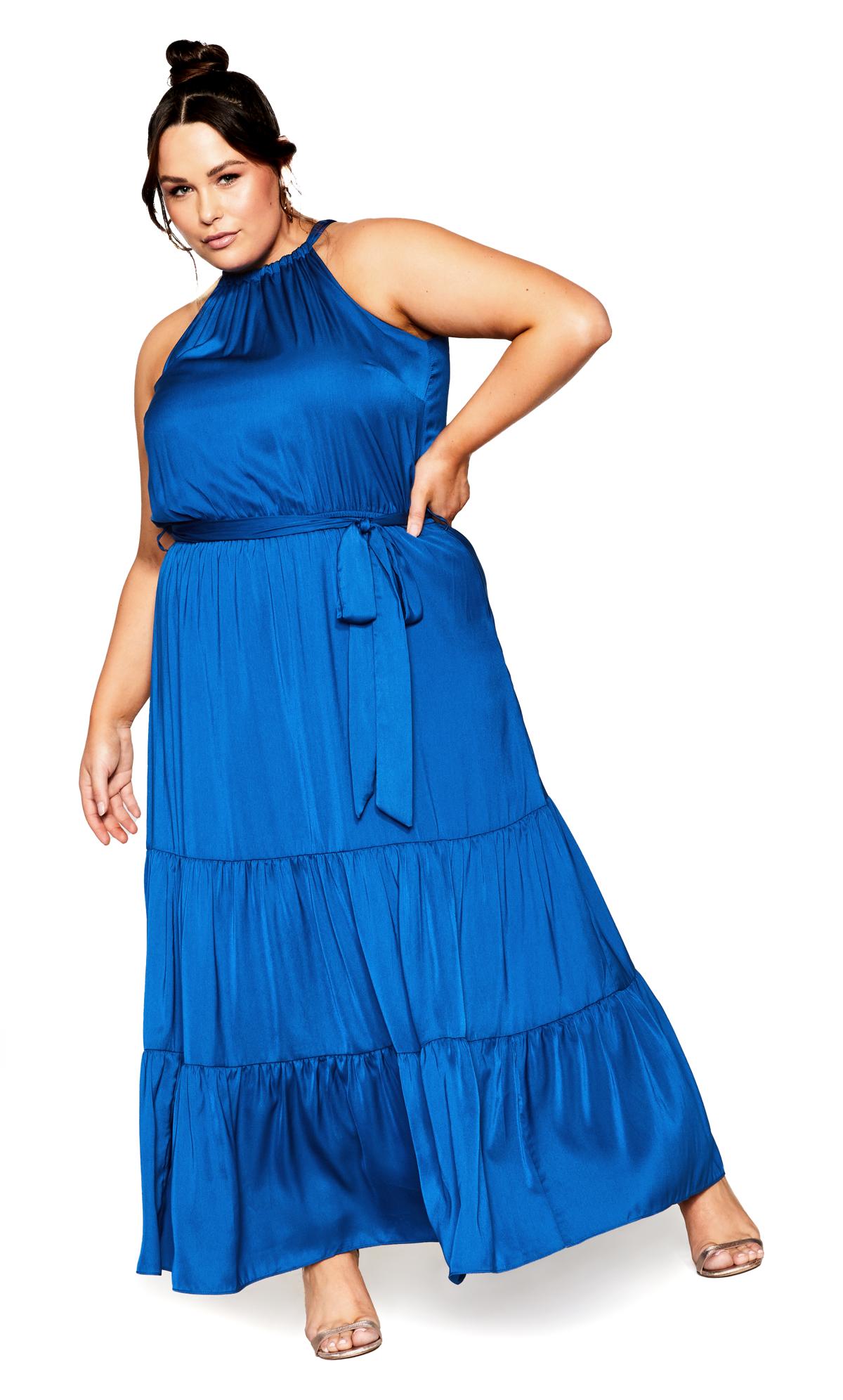 Iconic Tiered Azure Halter Maxi Dress 1