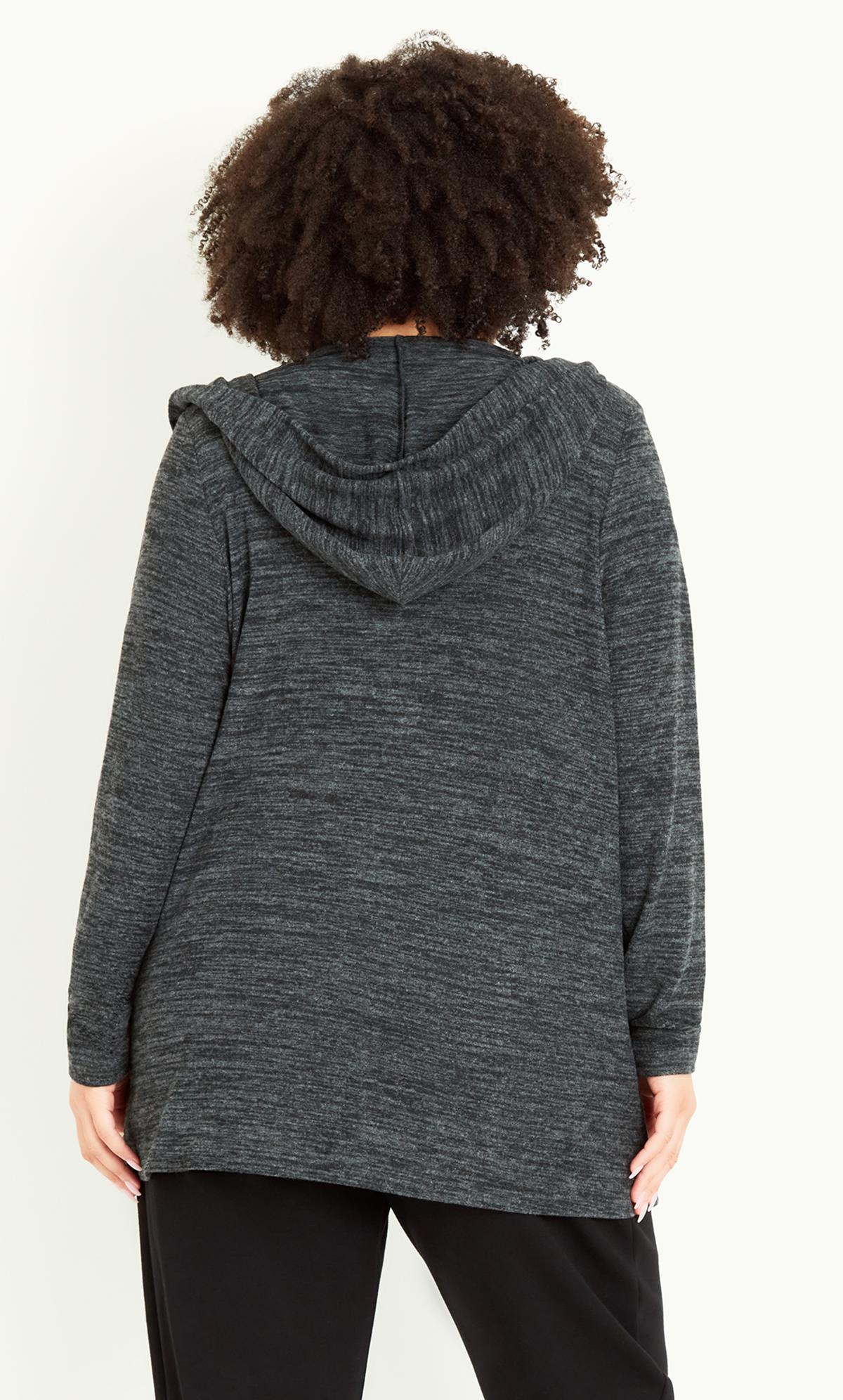 Evans Charcoal Grey Soft Touch Hooded Cardigan | Evans 3