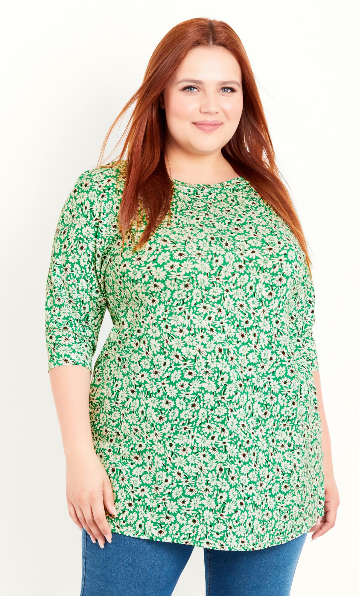 Floral Oversized Green Top 2