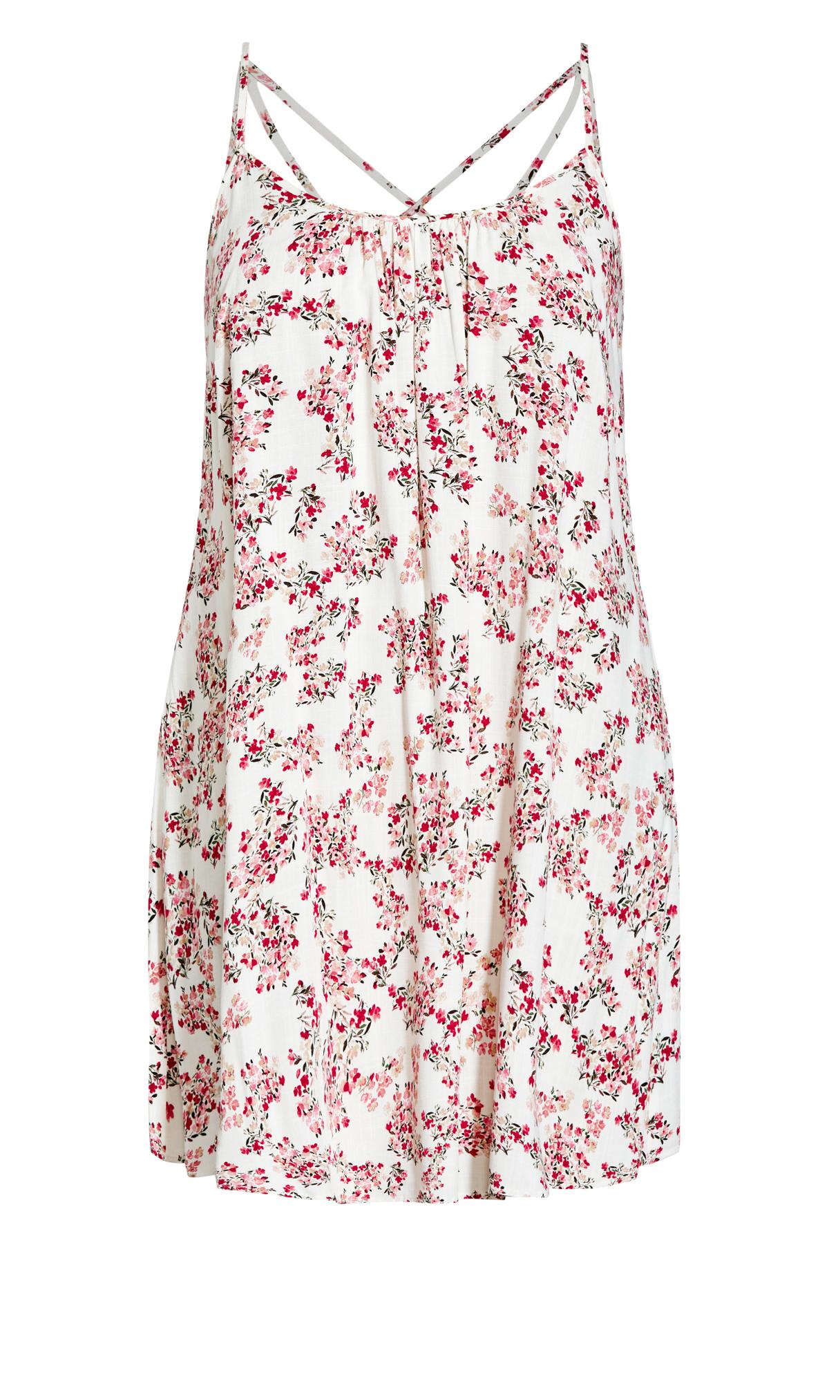 Evans Ivory & Pink Ditsy Floral Beach Dress | Evans