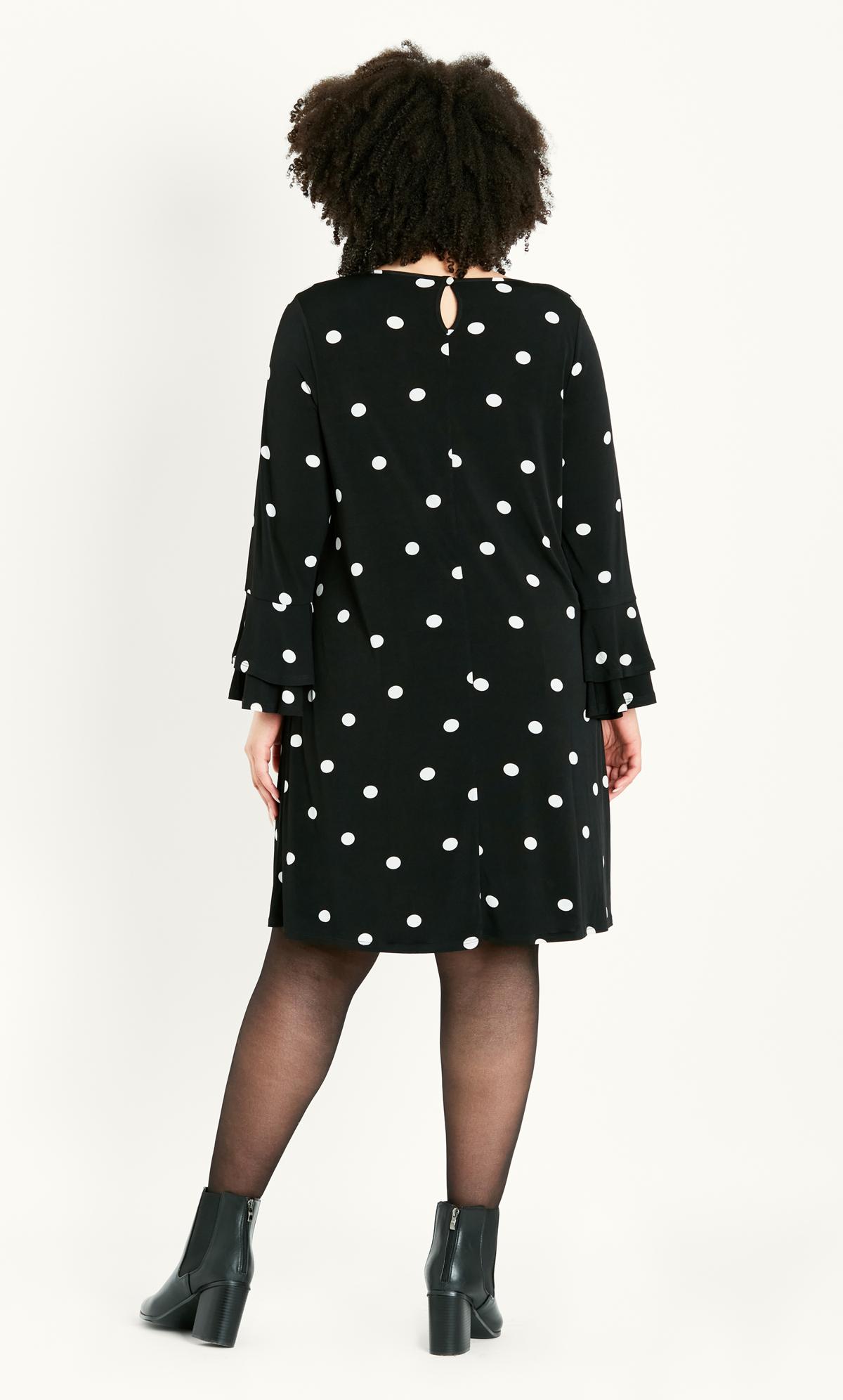 Frill Sleeve Black Print Dress 2