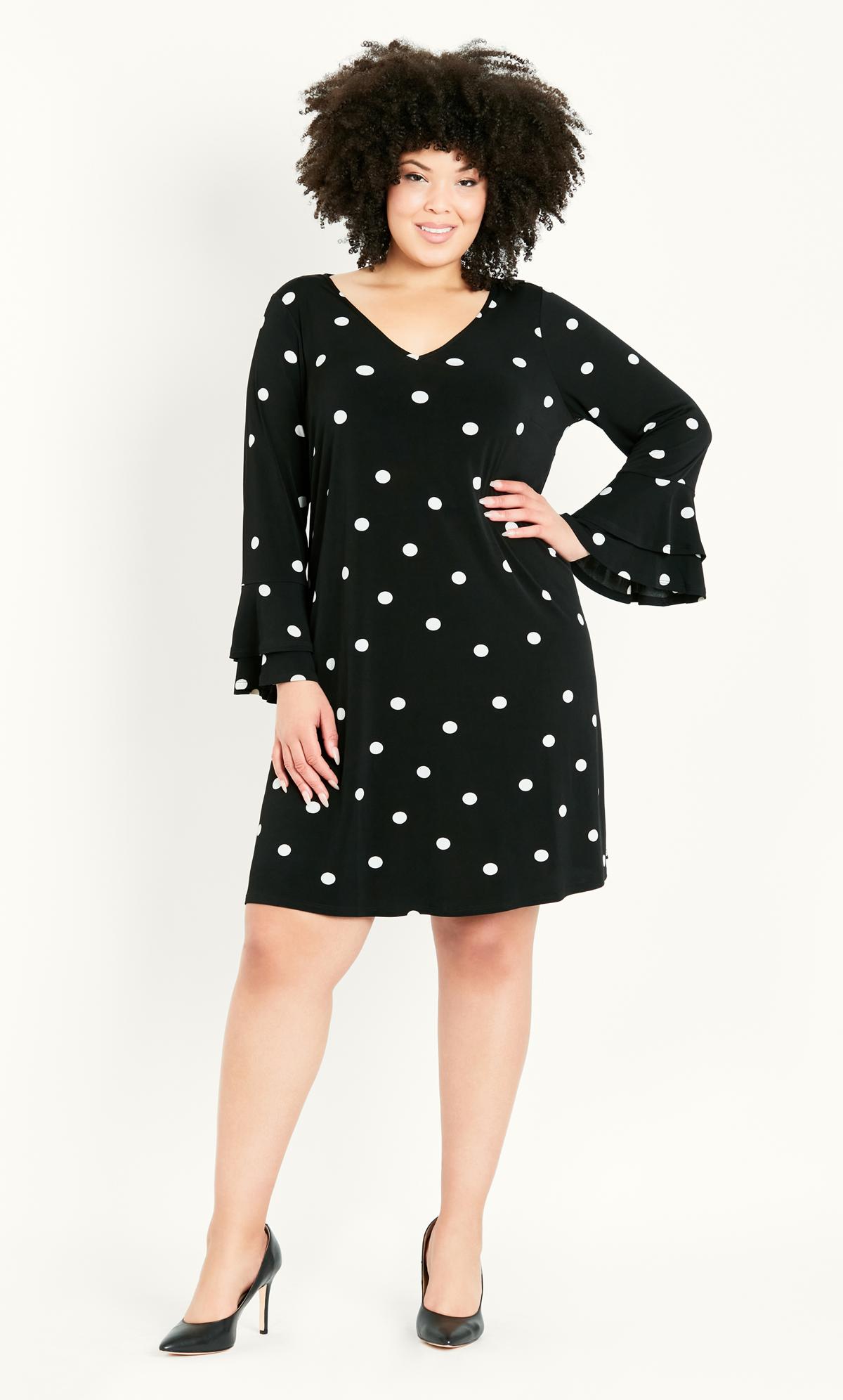 Frill Sleeve Black Print Dress 3
