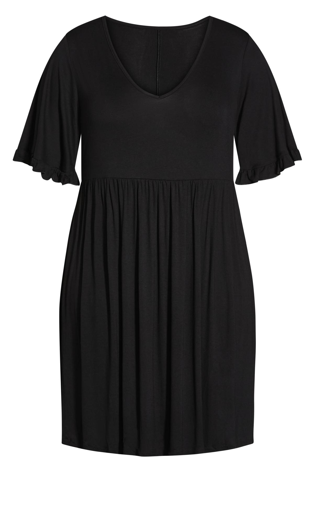 Plain Black Frill Sleeve Dress 3