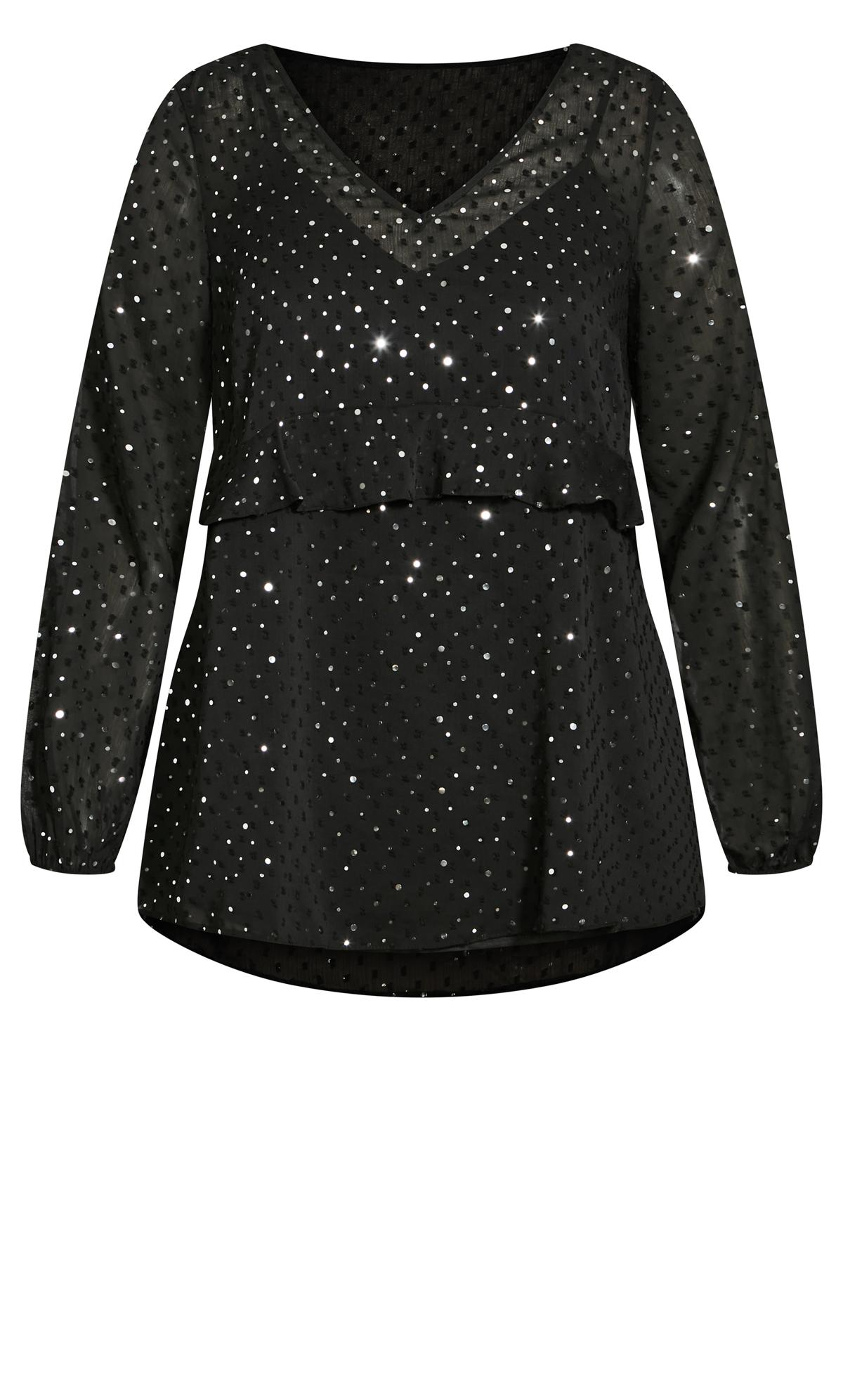 Sparkle Black Dobby Blouse | Evans