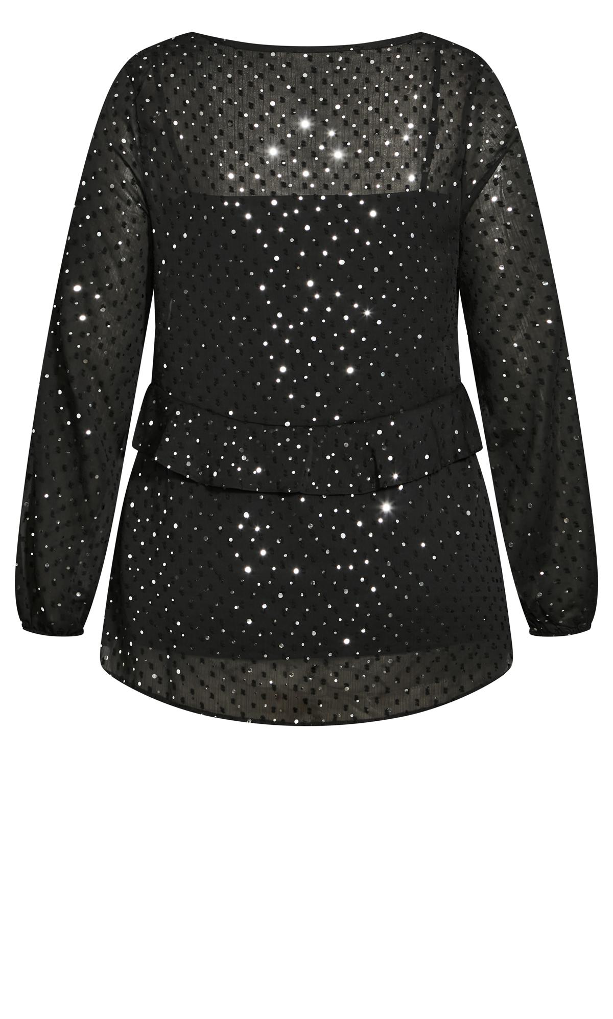 Sparkle Black Dobby Blouse | Evans