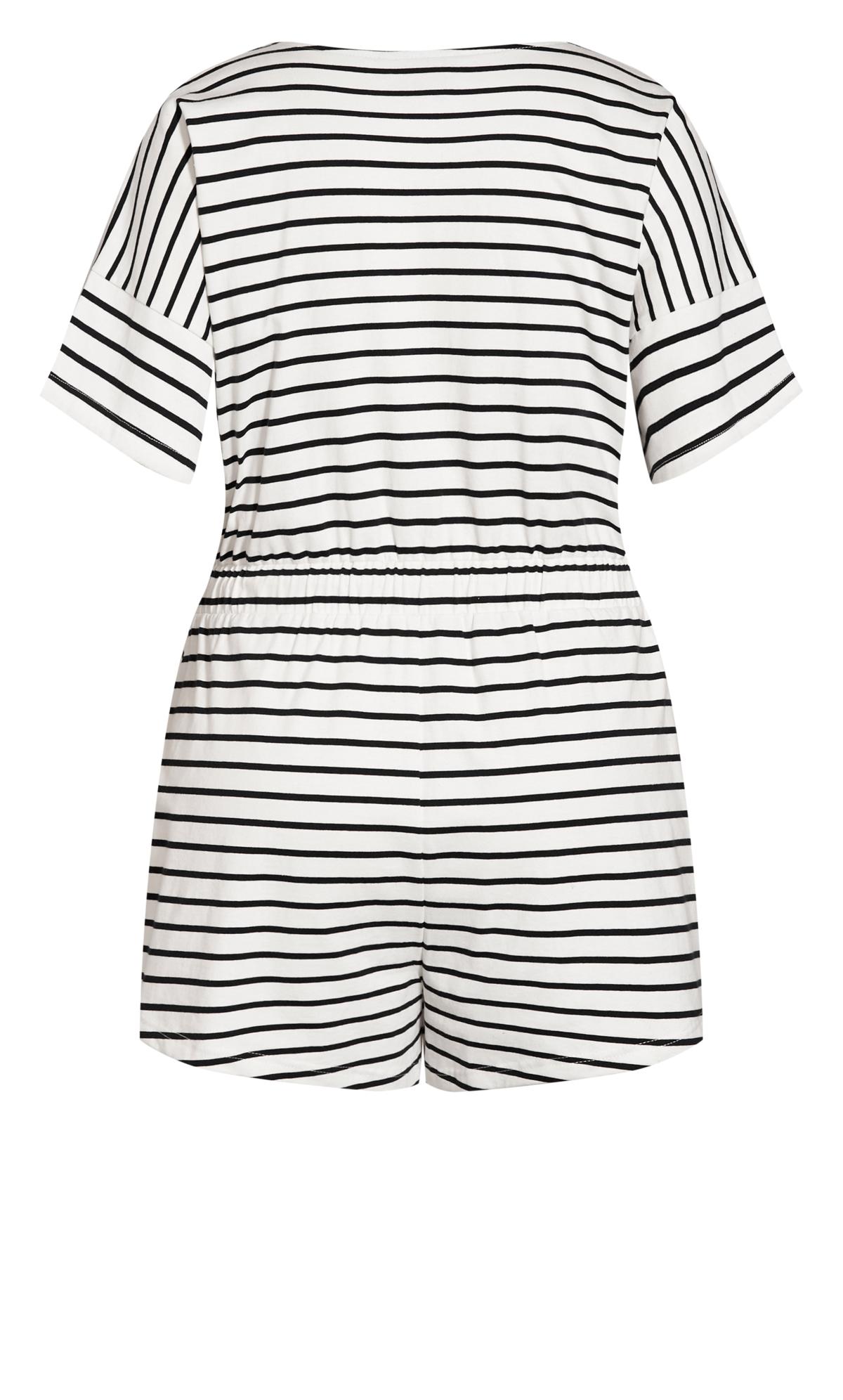 City Chic Ivory White Love Stripe Playsuit | Evans