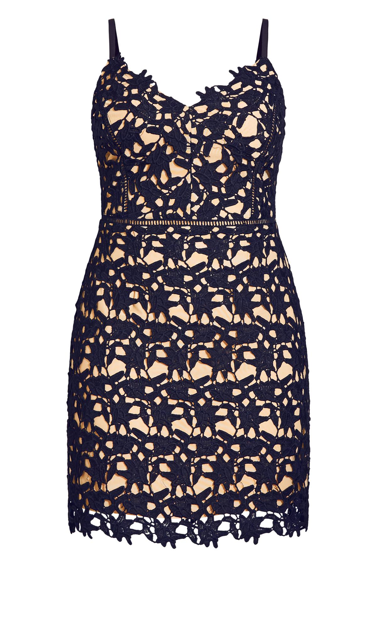 Evans Navy & Nude Lace Bodycon Dress 3