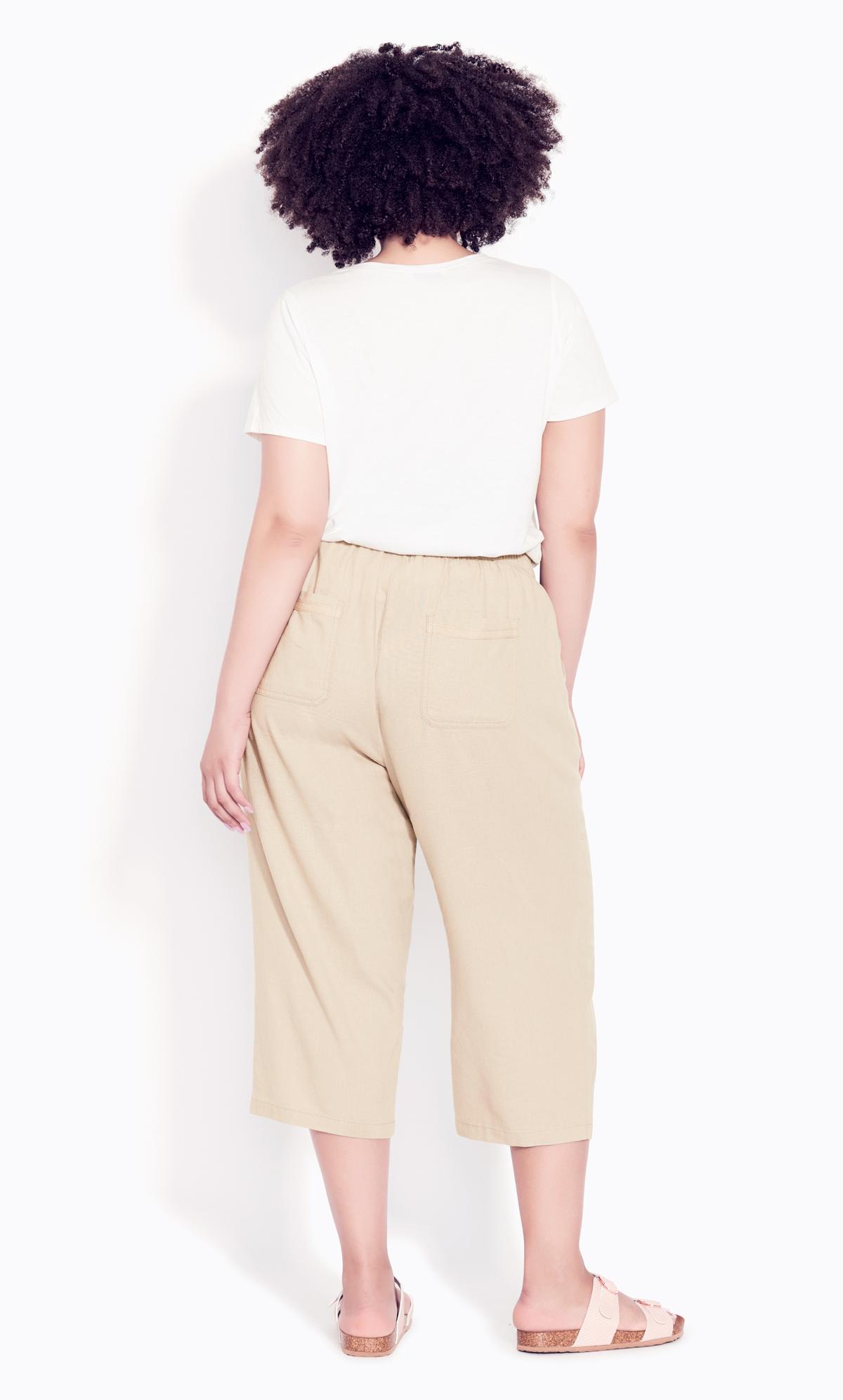 Stone Linen Blend Crop Trouser 2