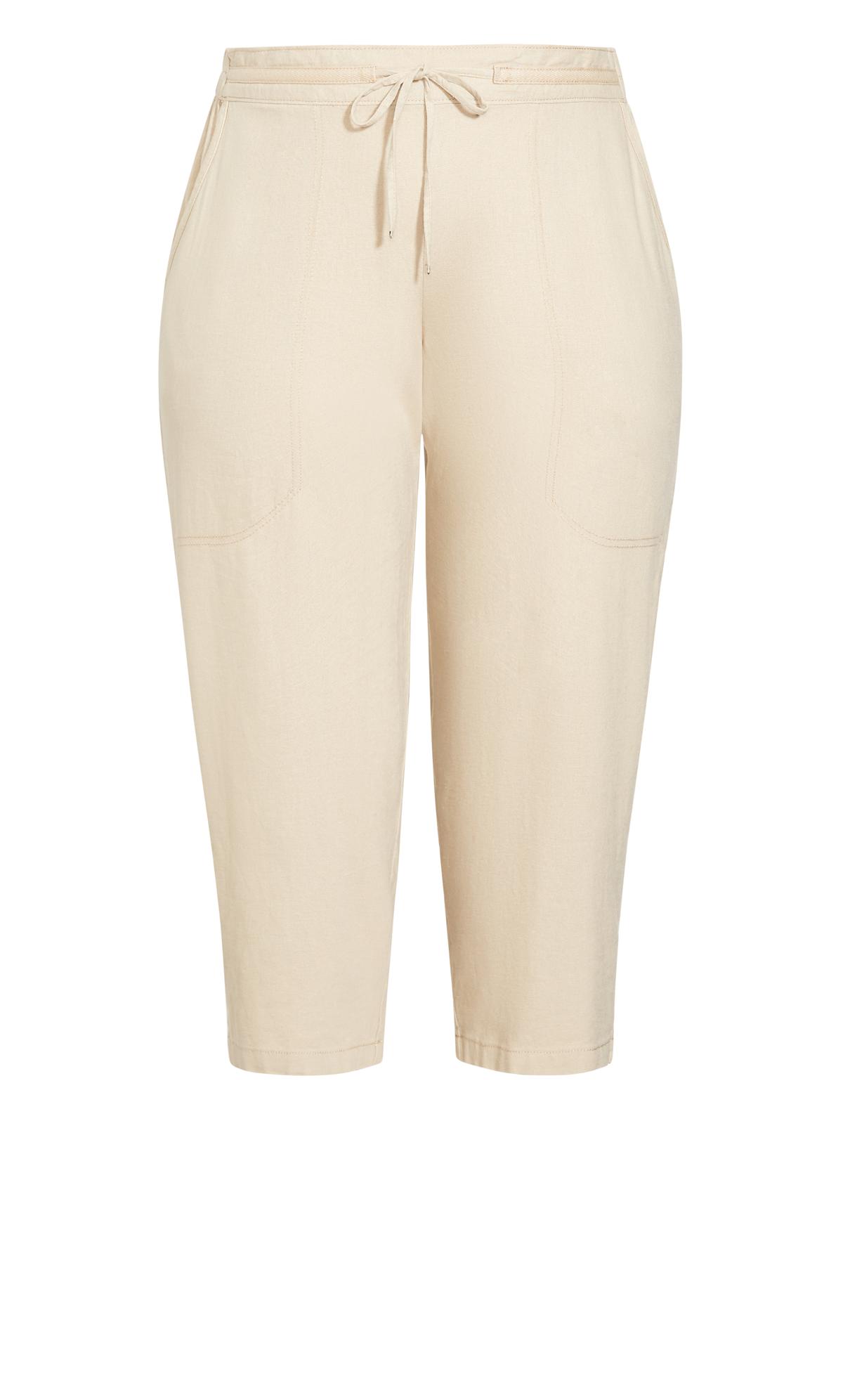 Stone Linen Blend Crop Trouser | Evans