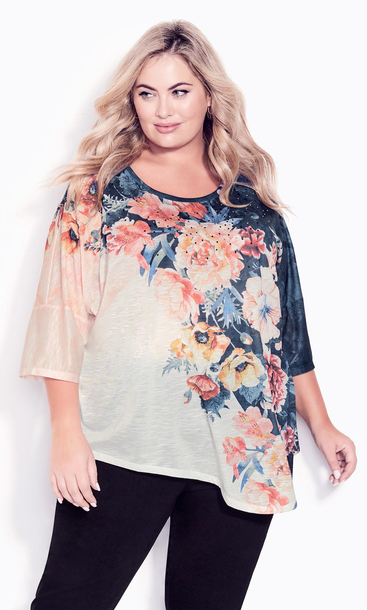 Point Front Navy Floral Top 1