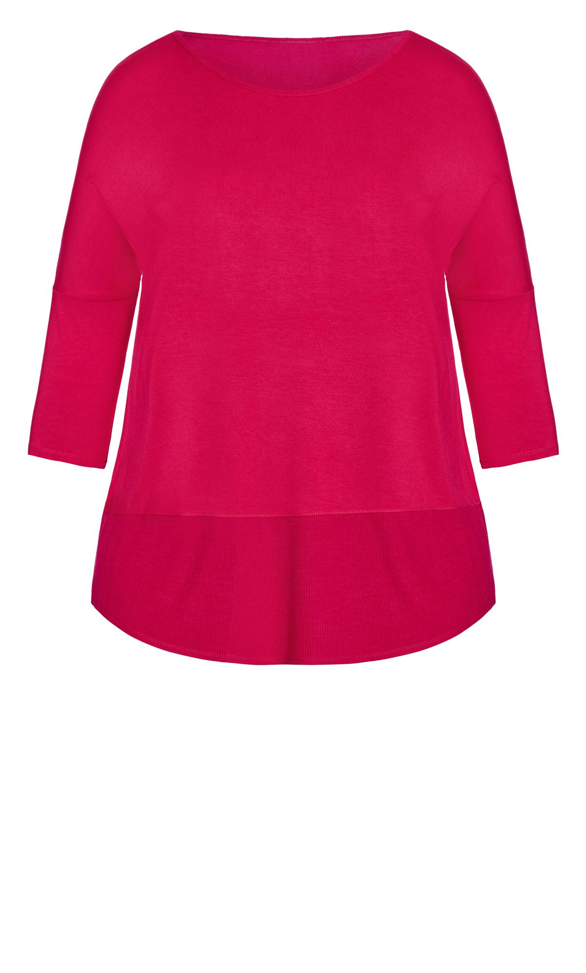 Zim & Zoe Red Contrast Rib Top | Evans