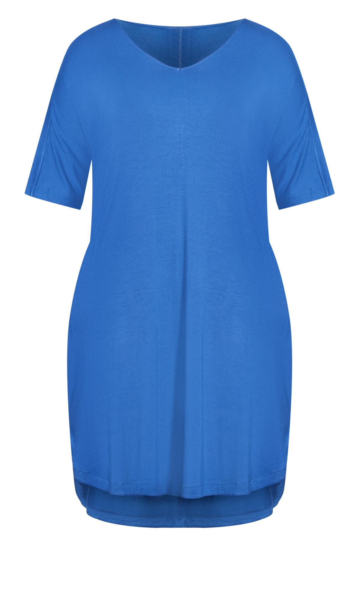 Knit Pocket Blue Plain Dress 3