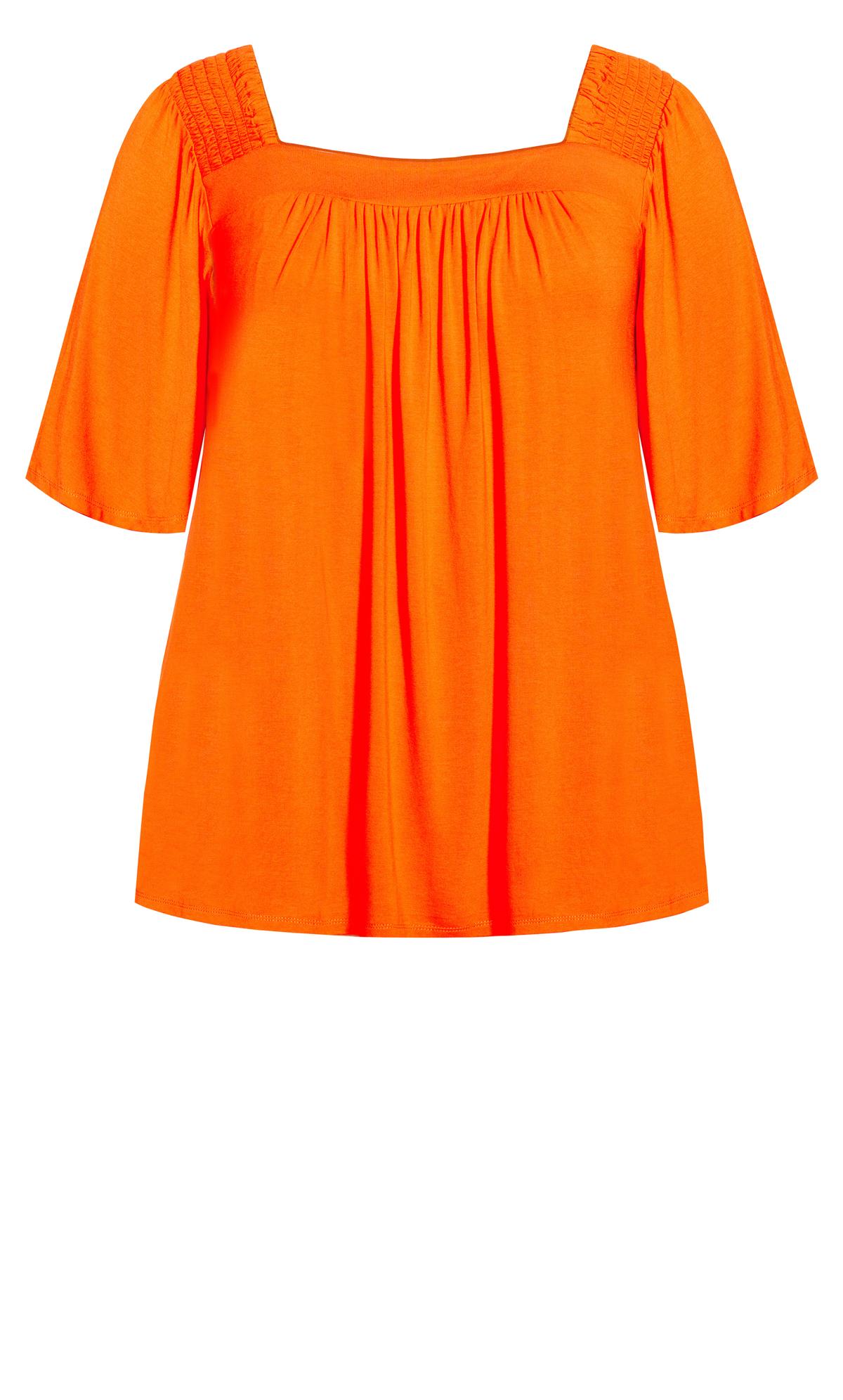 Smock Orange Square Neck Top | Evans