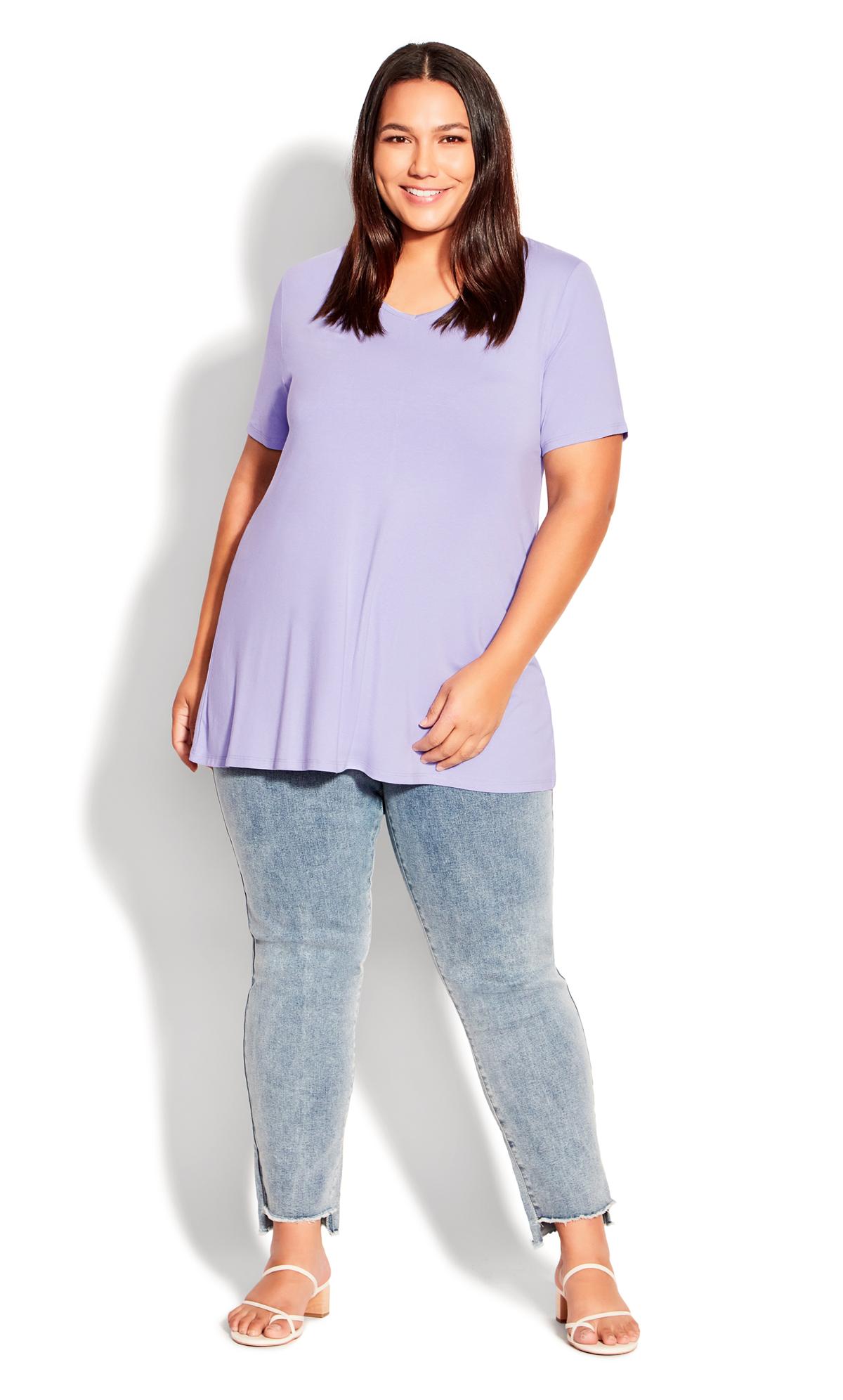 Evans Lilac Purple Longline T-Shirt | Evans