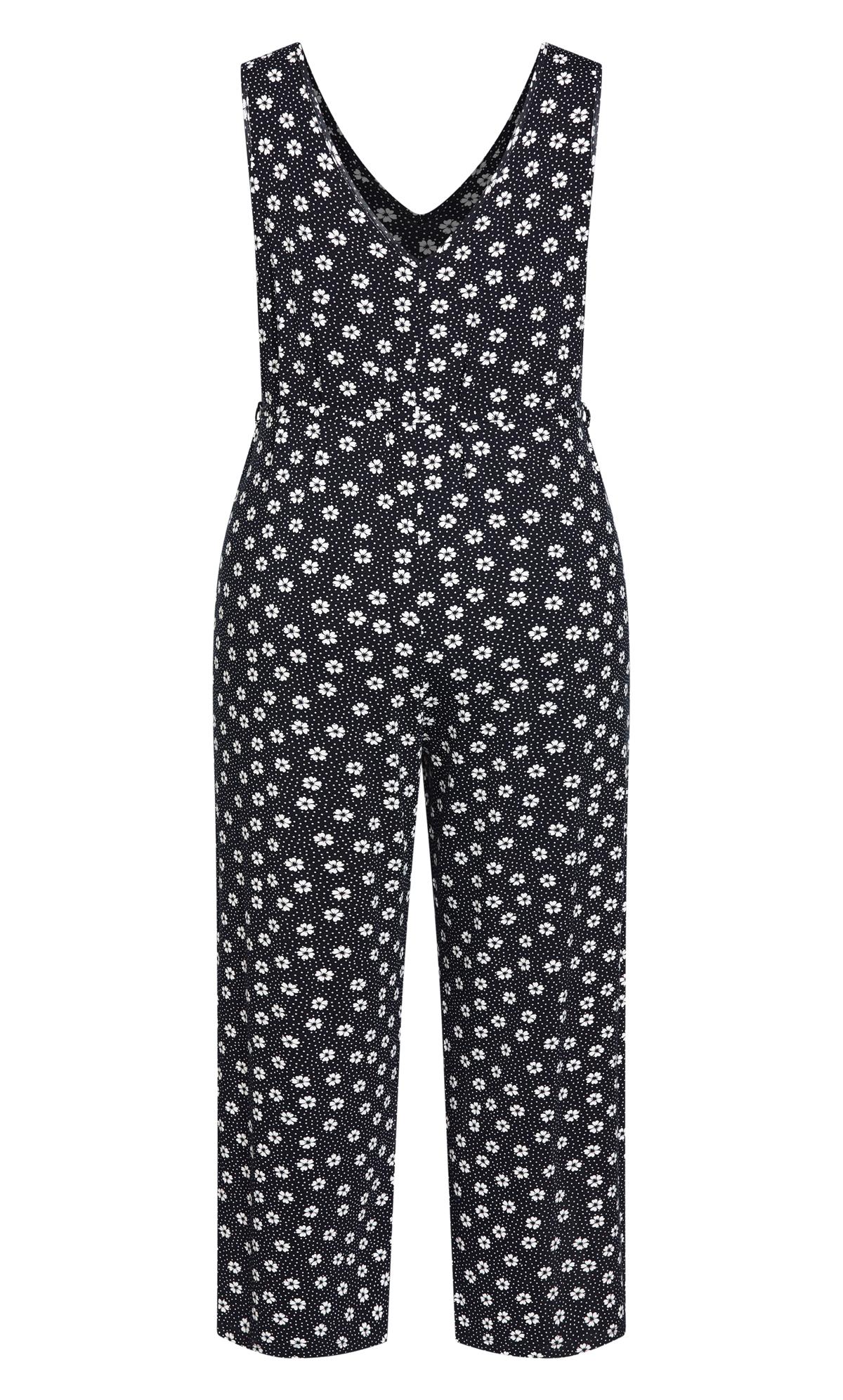 Evans Black Daisy Print Wide Leg Jumpsuit | Evans