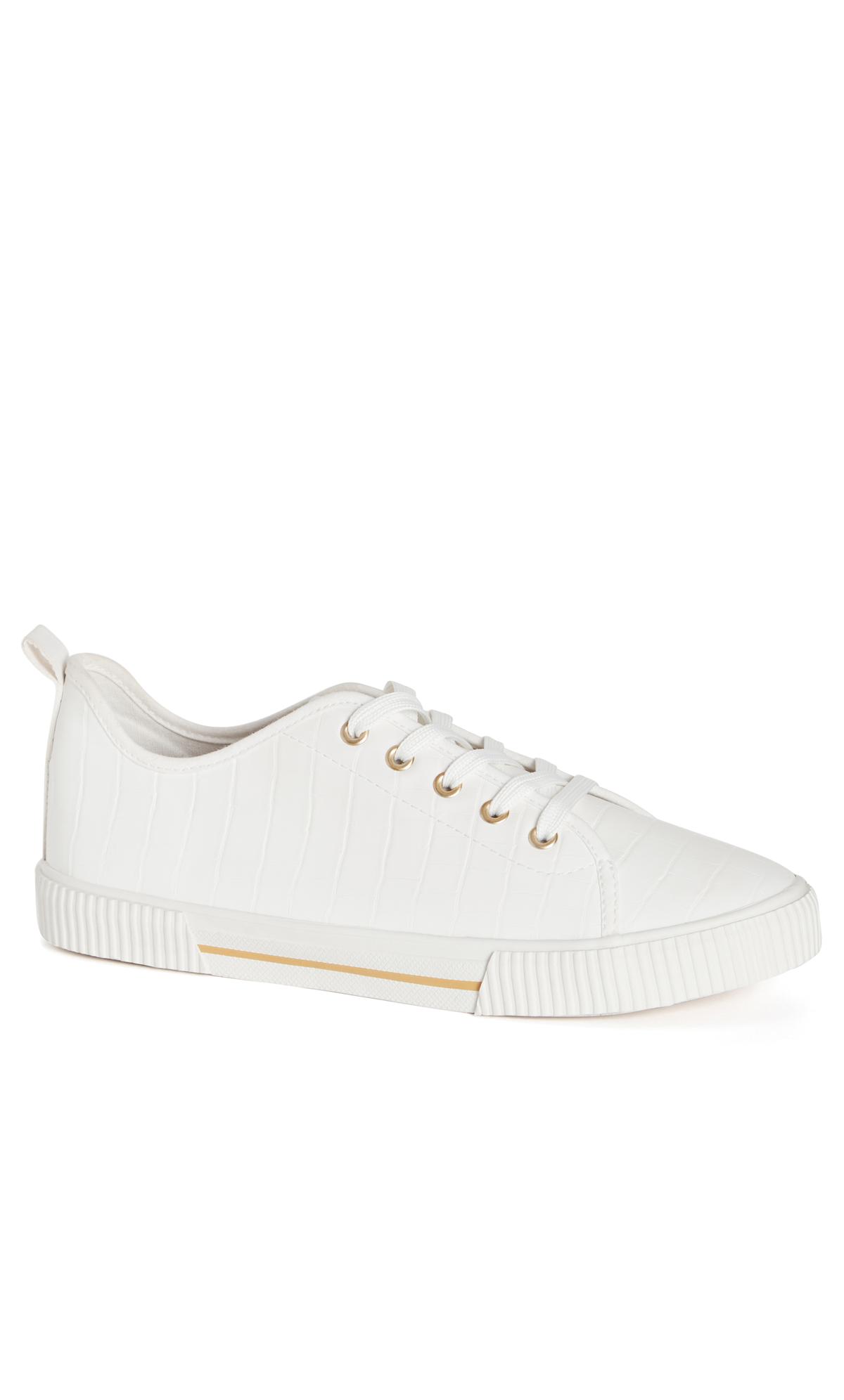 White Extra Wide Fit Lace Up Trainer 1