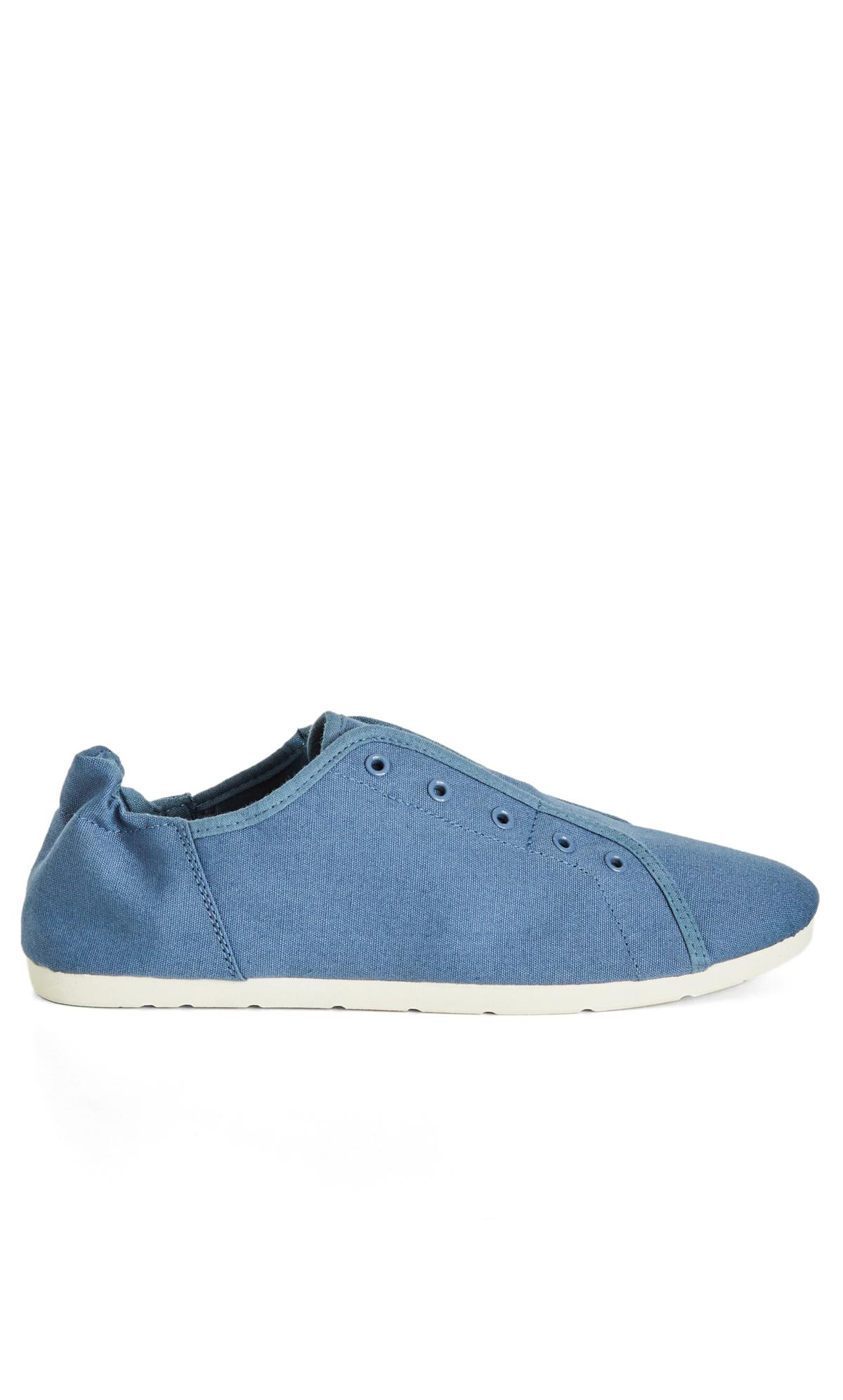 Chambray Wide Fit Canvas Plimsoll Sneaker 2