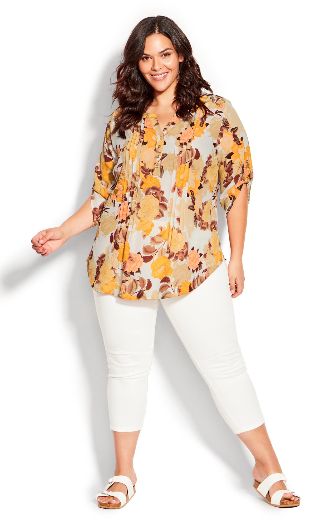 Evans Yellow Floral Half Placket Shirt 1