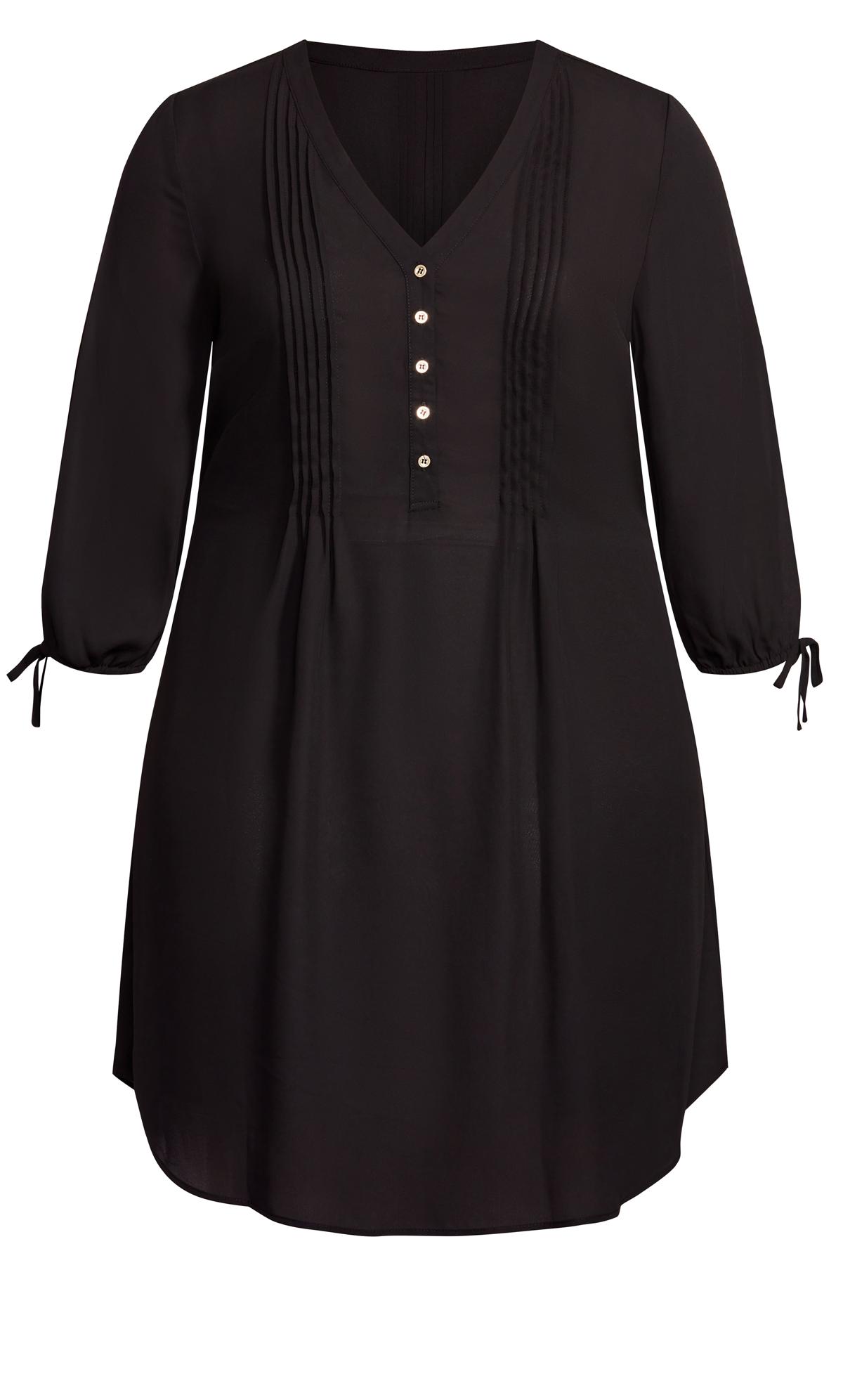 Woven Plain Black Shirt Dress | Evans