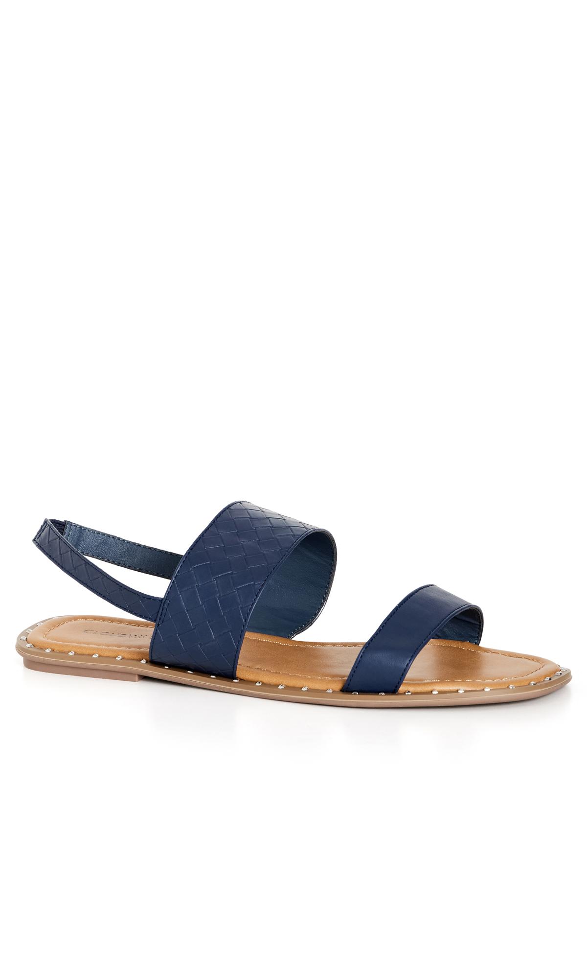 Shiloh Navy Wide Fit Double Strap Sandal 1