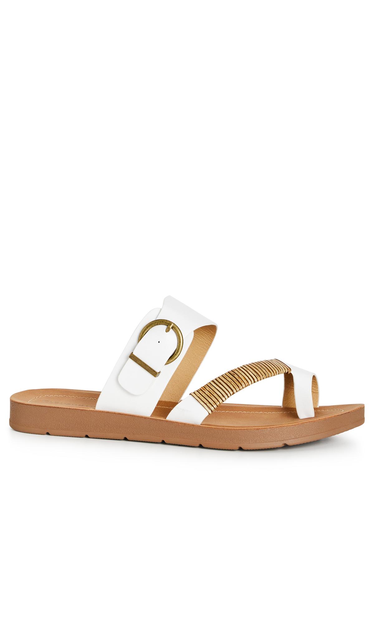 Athena White Wide Fit Strap Sandal 1