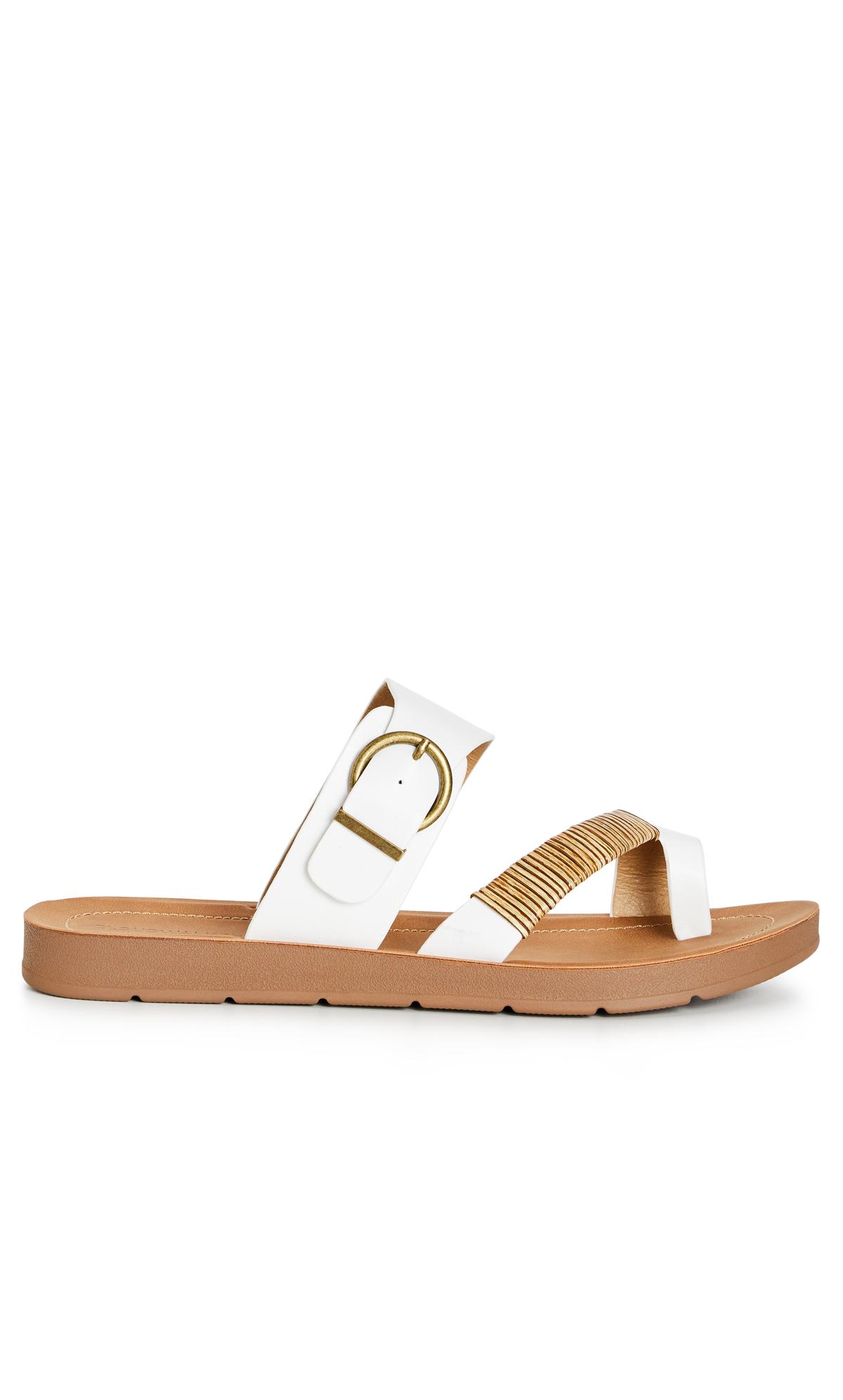 Athena White Wide Fit Strap Sandal 2