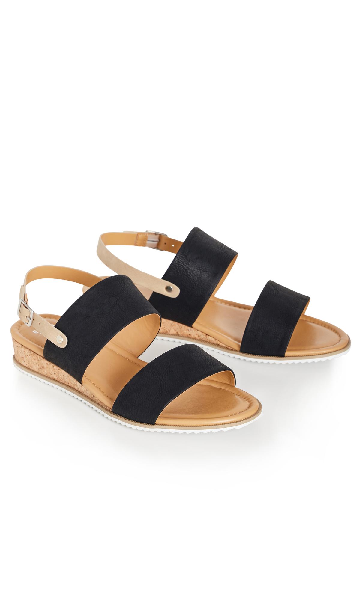 Evans Black & Tan Wedges | Evans