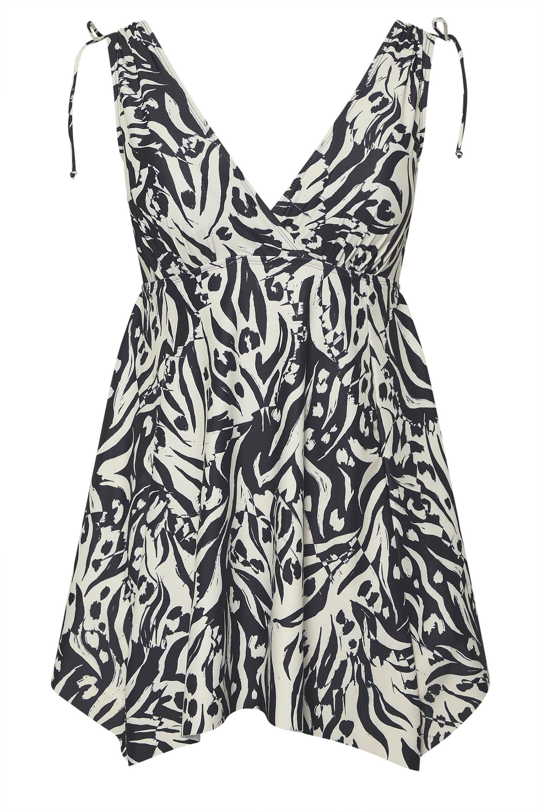 YOURS Plus Size Black Abstract Print Tie Shoulder Swimdress | Yours Clothing 6