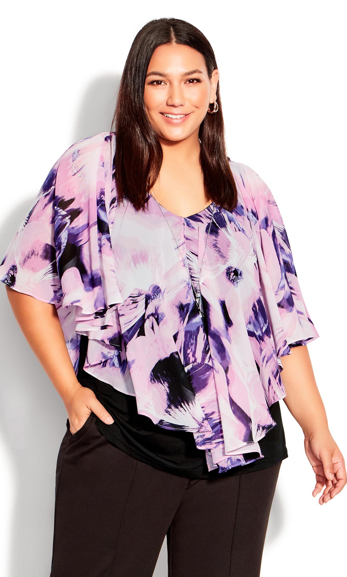 Evans Pink & Black Oversized Frill Top 1