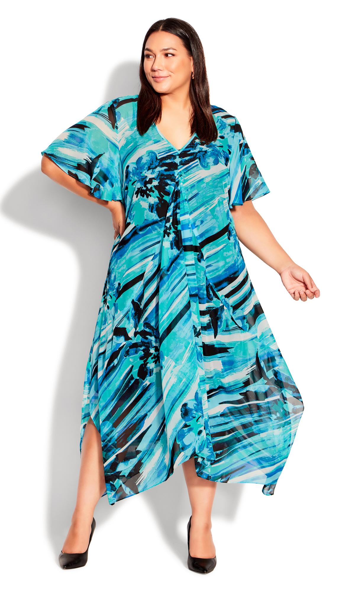 Evans Blue Abstract Floral Maxi Dress 1